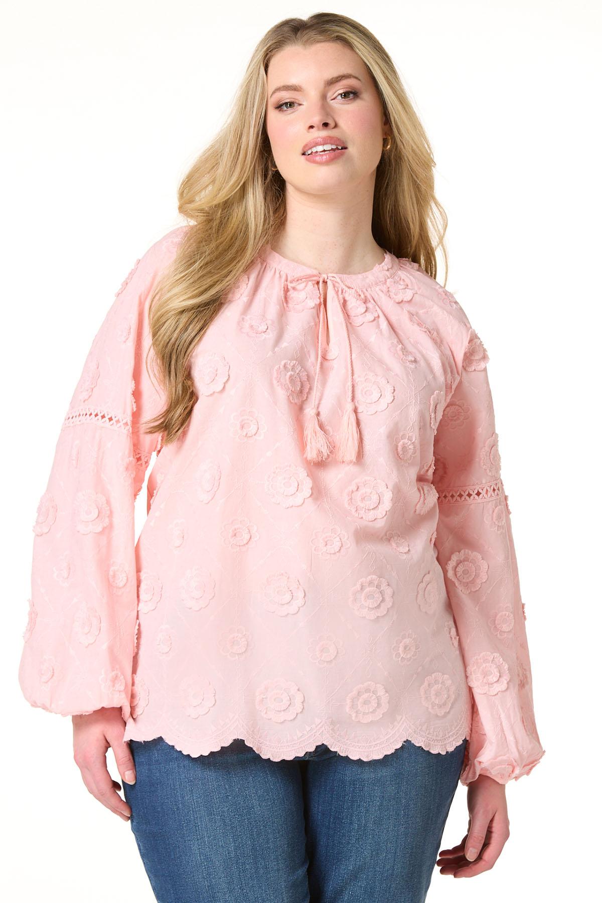 Cato Fashions | Cato Plus Size Pink 3D Floral Pullover Top