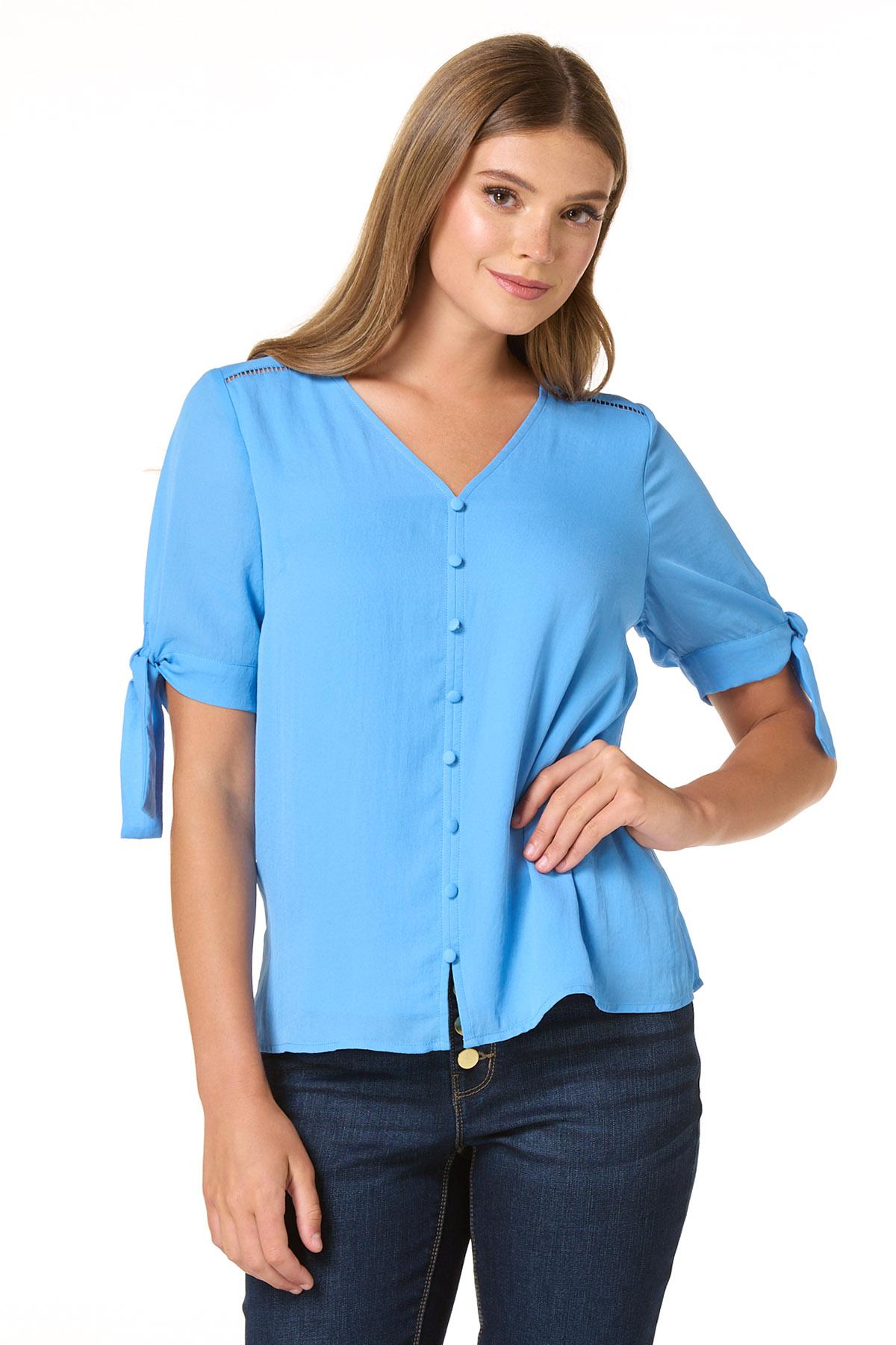 Cato Fashions | Cato Solid Tie Sleeve Shirt