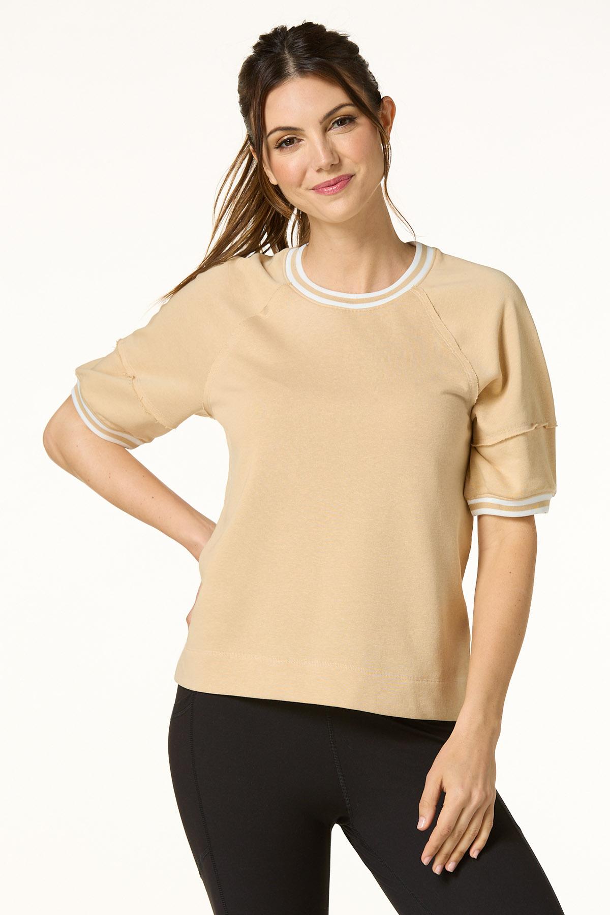 Cato Fashions | Cato Stripe Trim French Terry Top
