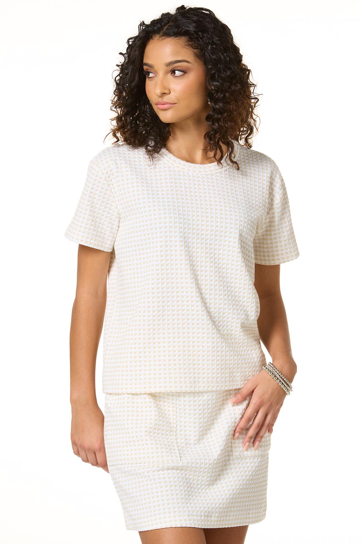 Cato Fashions | Cato Gingham Jacquard Top
