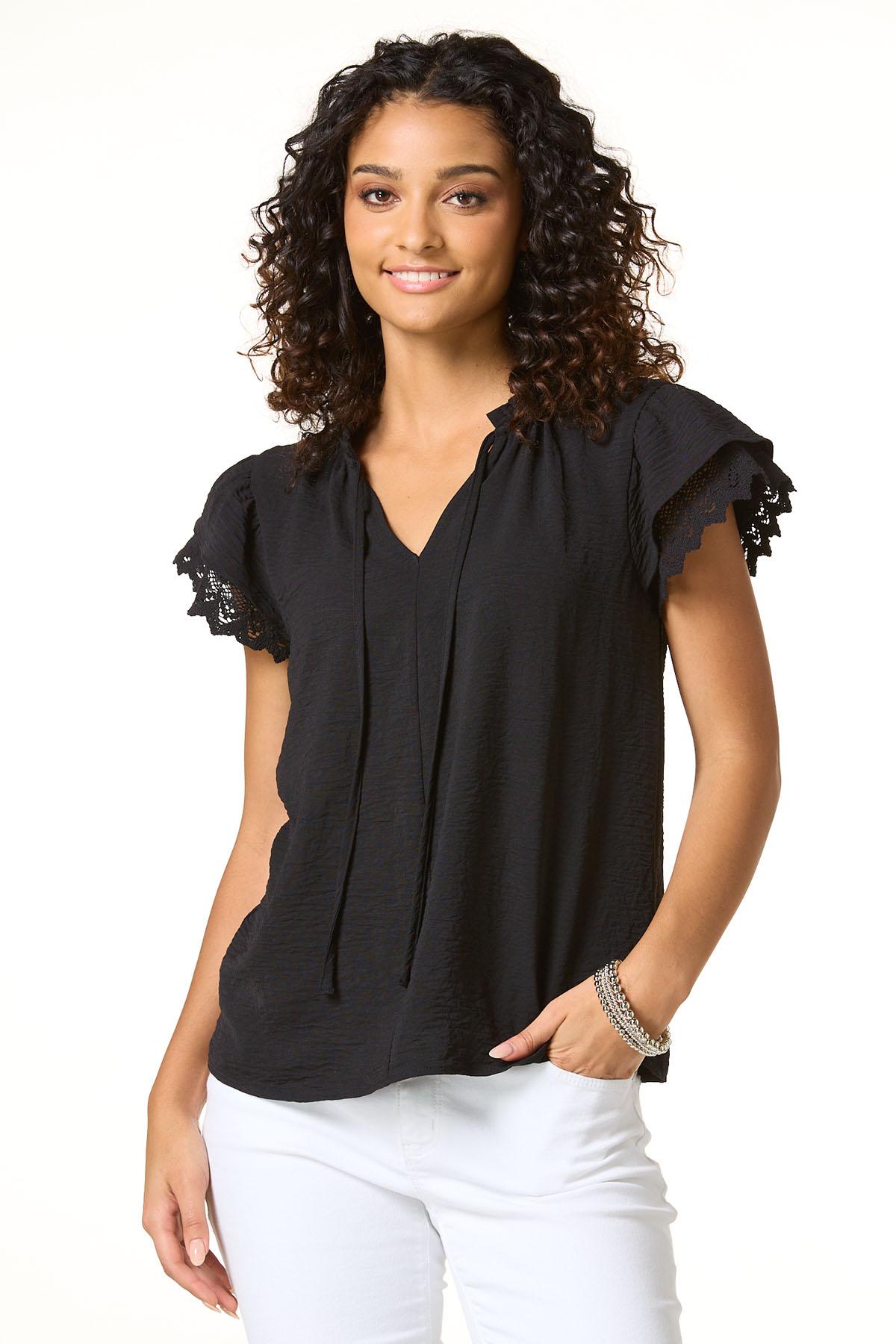 Cato Fashions | Cato Lace Trim Sleeve Top