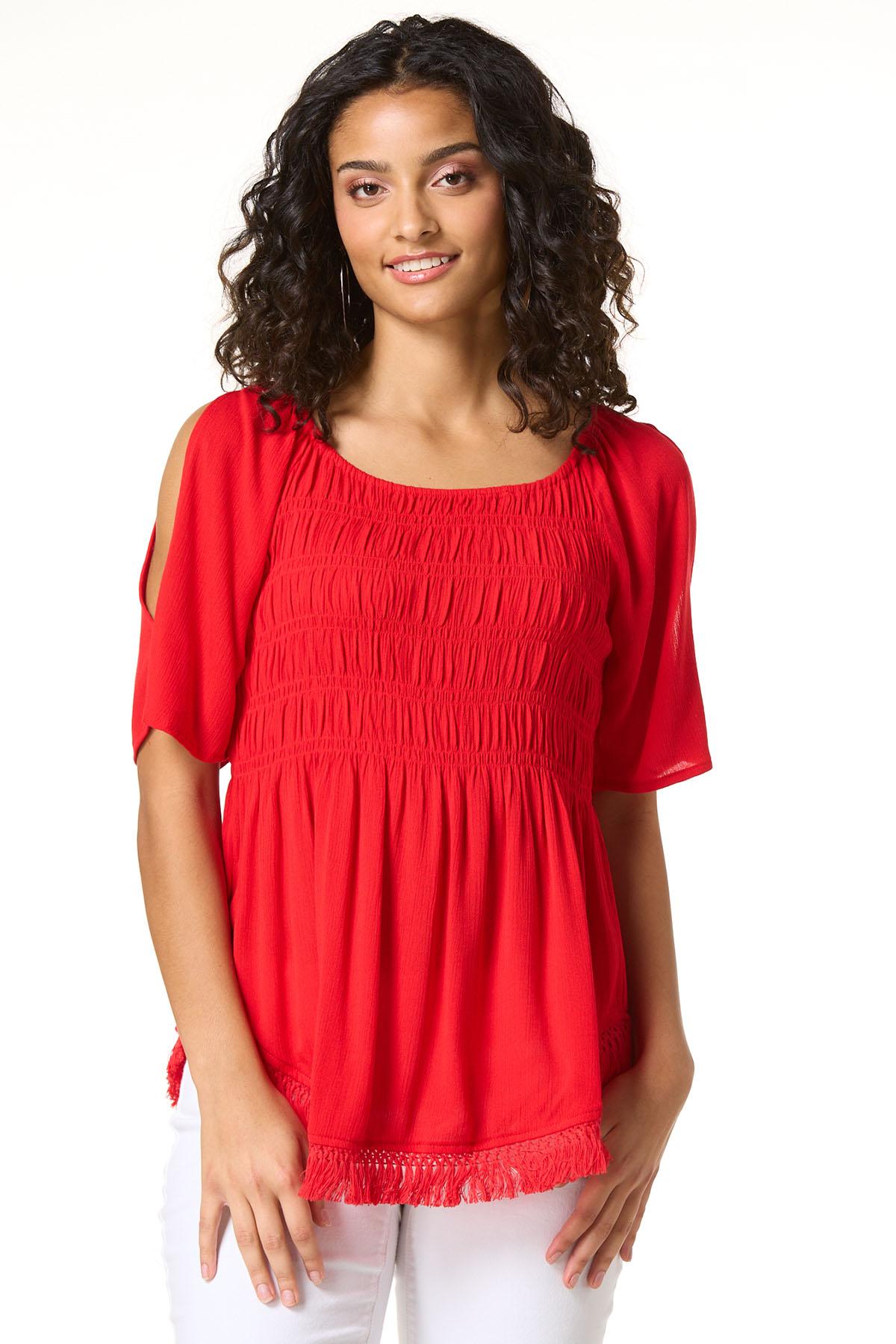 Cato Fashions | Cato Smocked Fringe Trim Top
