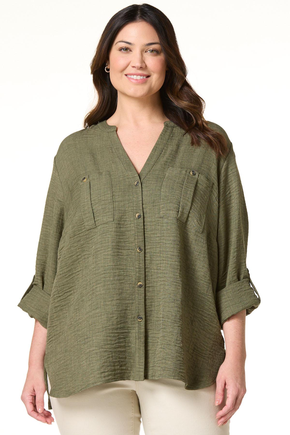 Solid Tab Sleeve Utility Shirt
