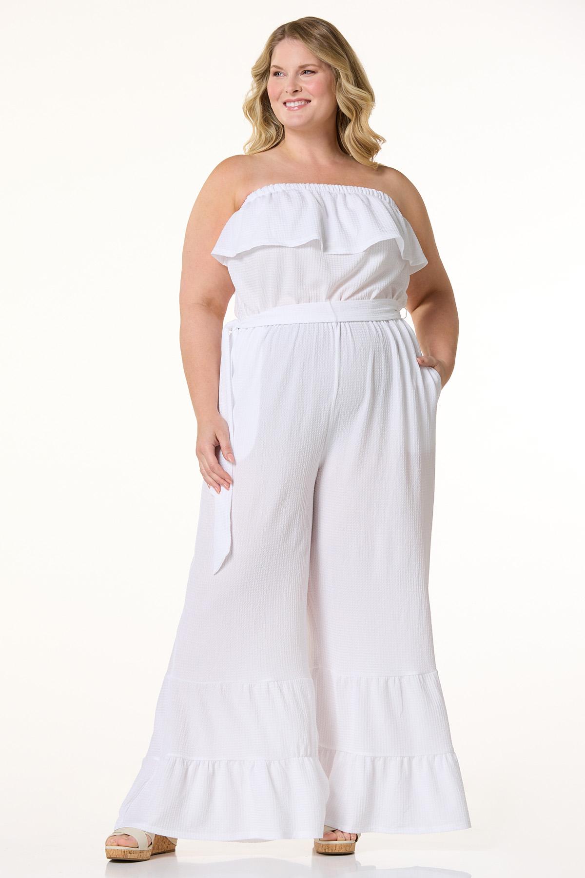 Plus Size Flounced Tie Waist Jumpsuit