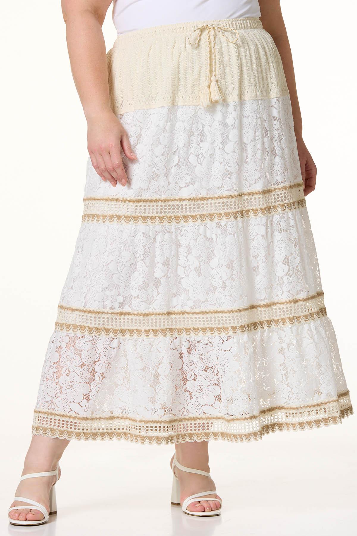 Cato Fashions | Cato Plus Size Tiered Lace Crochet Skirt