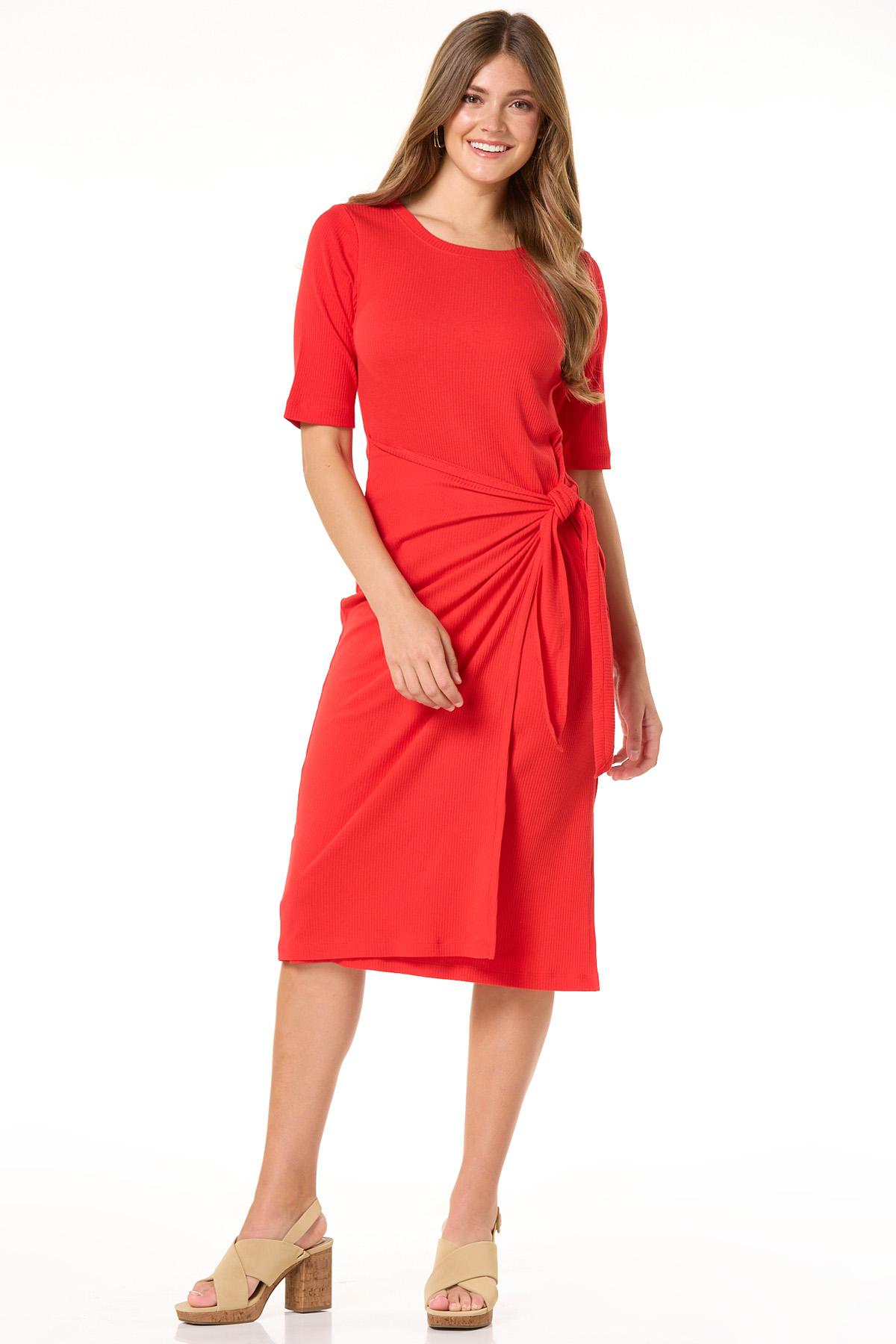 strapless open back dress Carmen Tie-Front Ribbed Dress