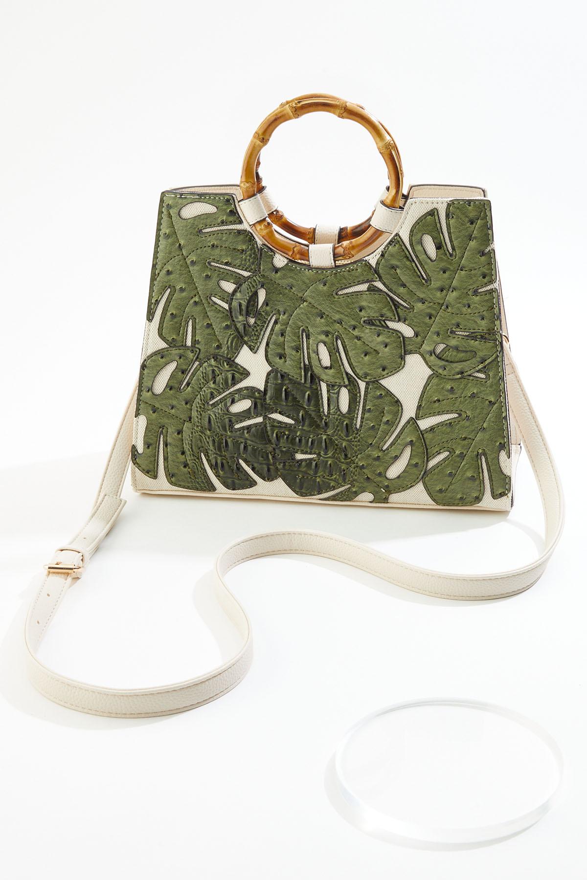 Cato Fashions | Cato Layered Leaf Bamboo Handle Satchel