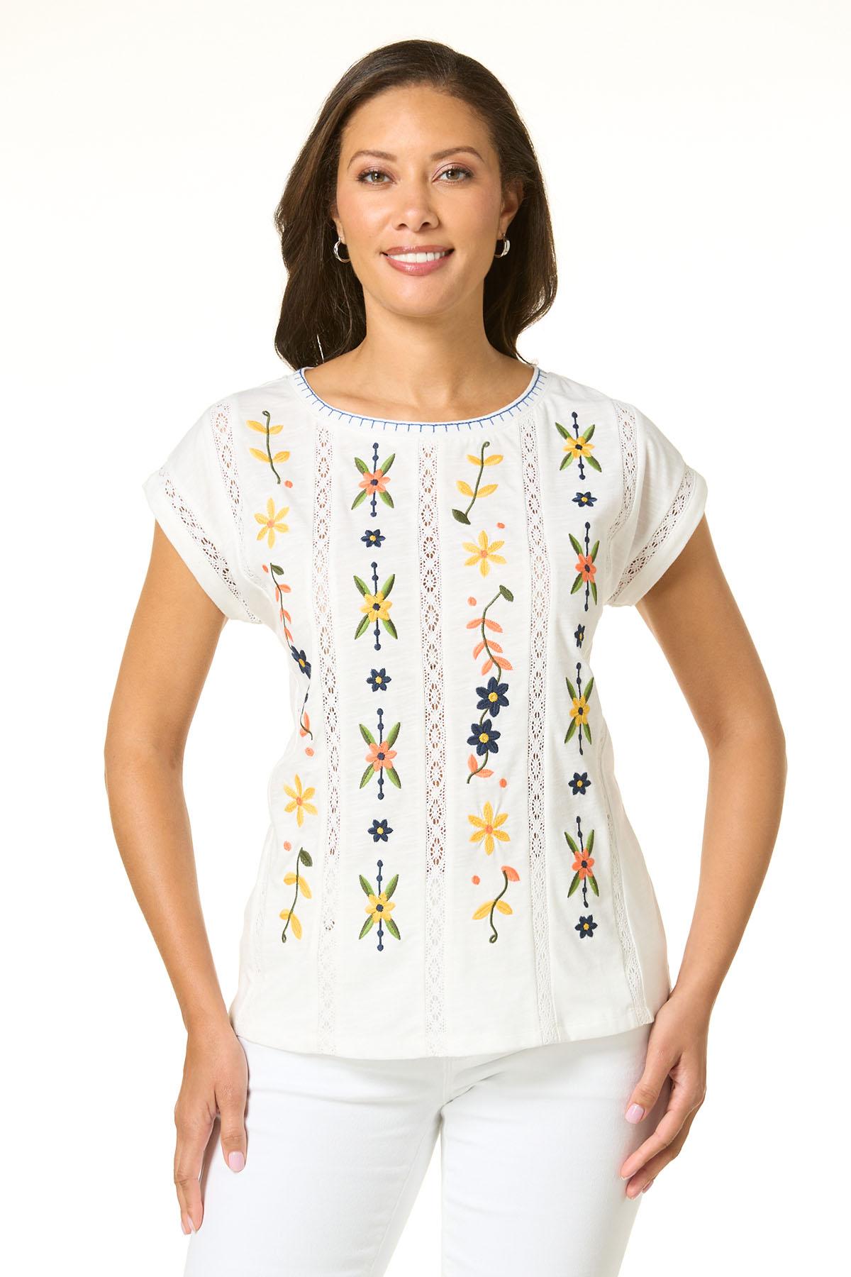 Cato Fashions | Cato Vine Floral Embroidered Top