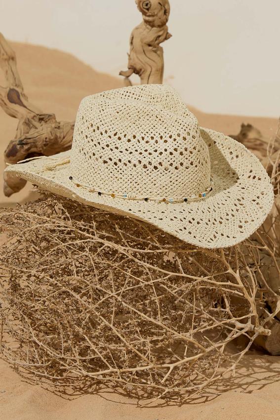 Cato Fashions | Cato Straw Beaded Cowboy Hat