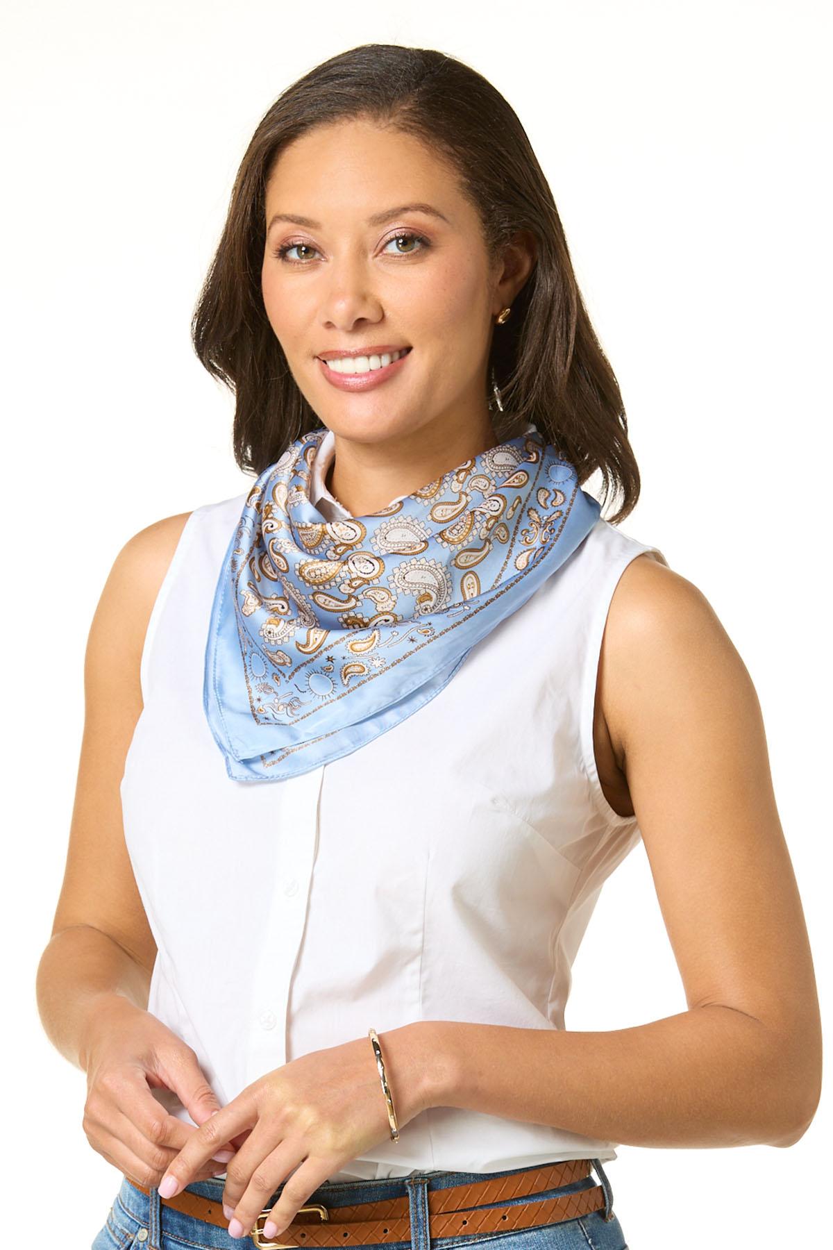 Blue Paisley Silky Scarf  Blue Scarf - Silk Paisley - Buy online | John Henric main image 3