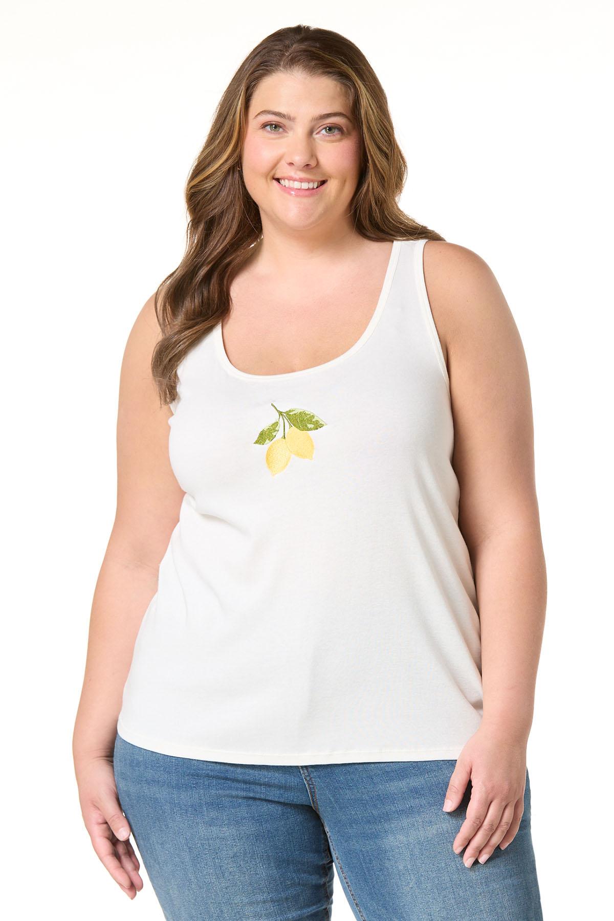 Cato Fashions | Cato Plus Size Embroidered Lemon Tank