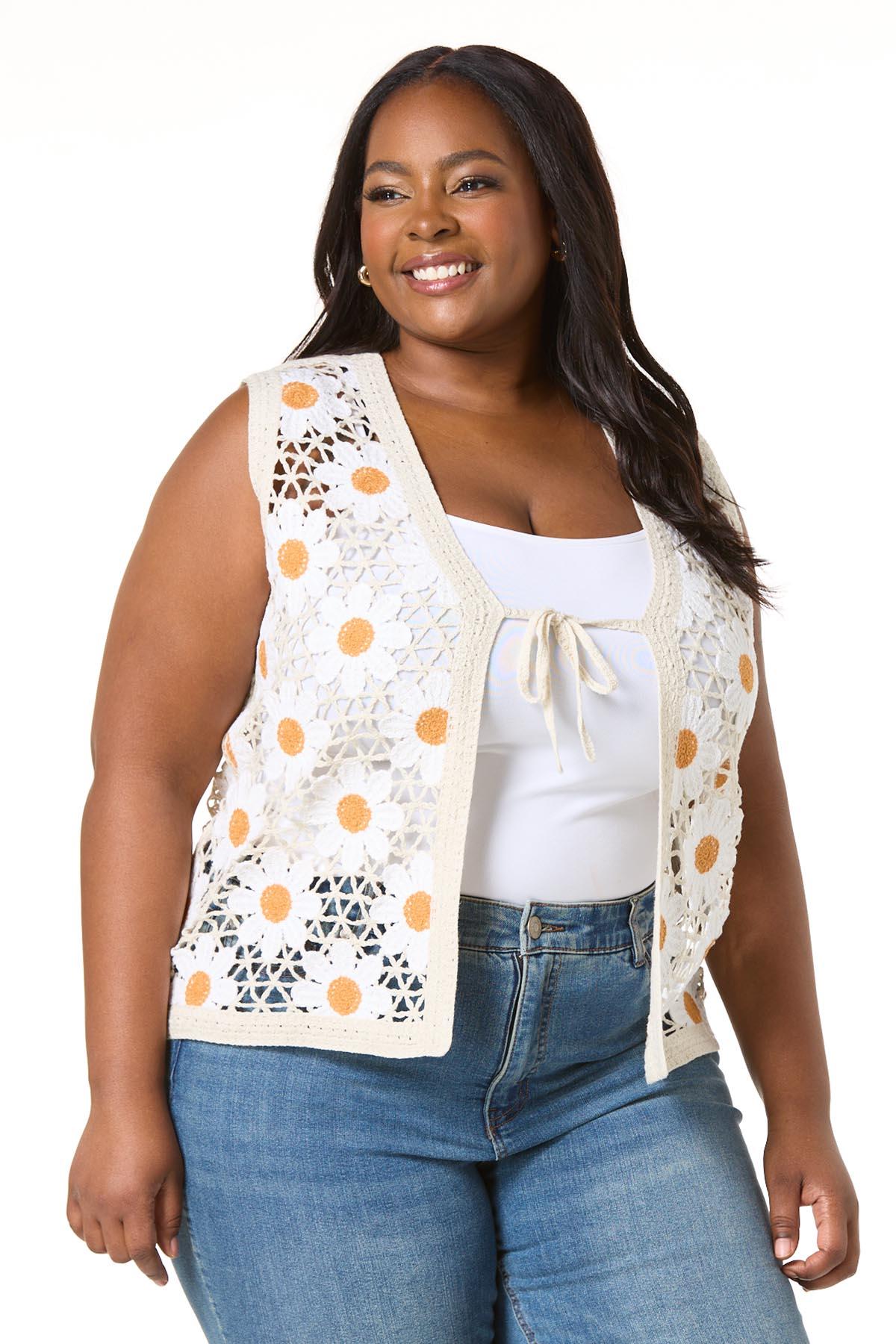 Cato Fashions | Cato Plus Size Daisy Crochet Vest