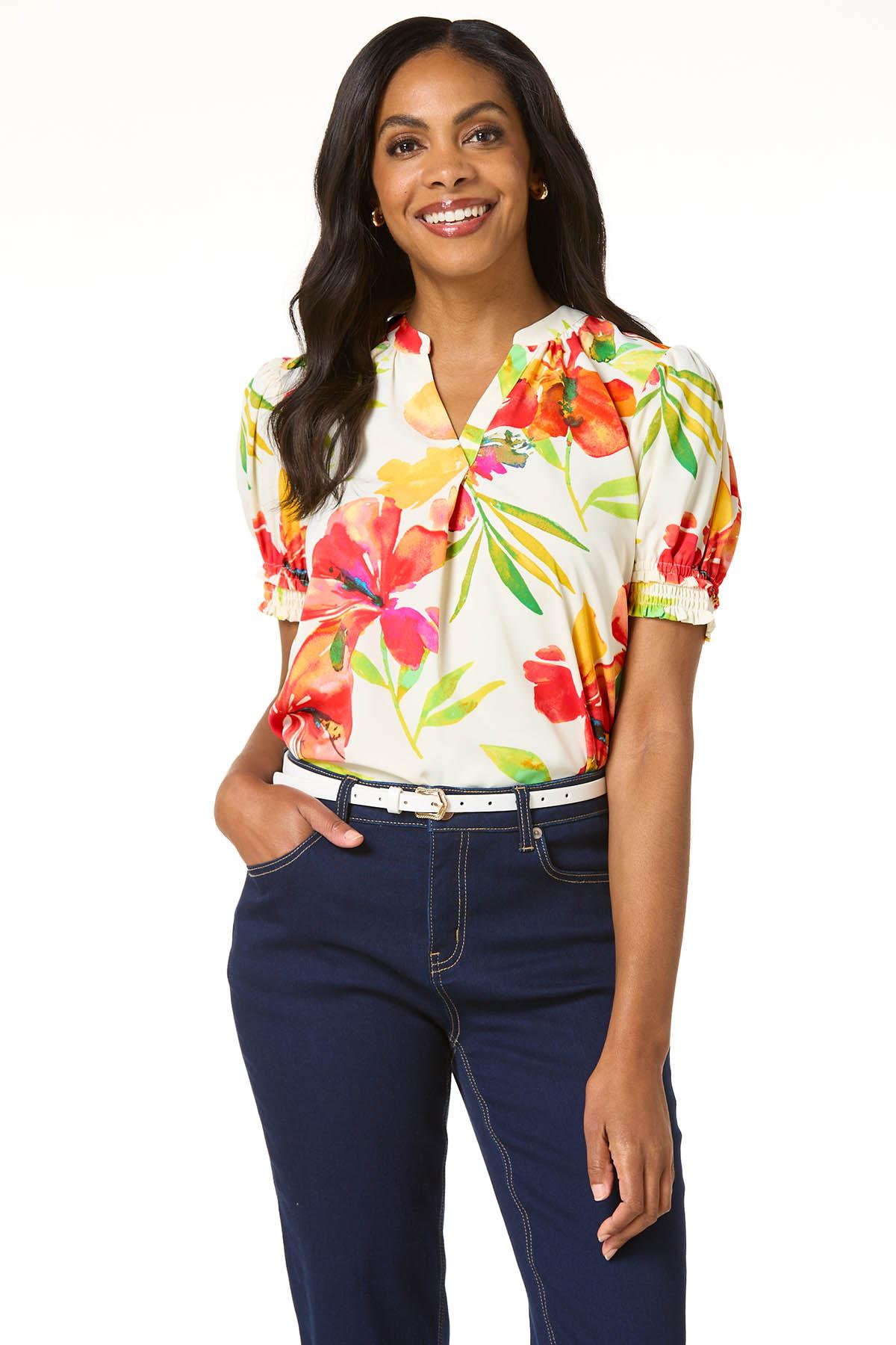 Cato Fashions | Cato Floral Smocked Sleeve Top