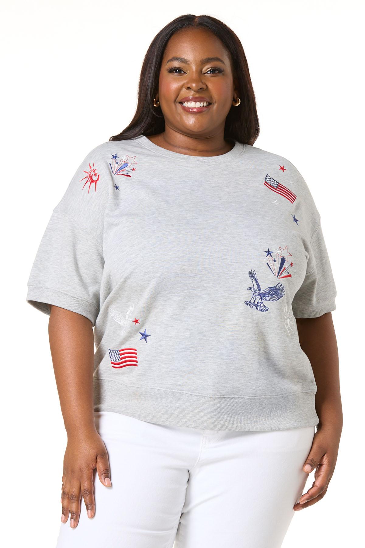 Cato Fashions | Cato Plus Size Americana Short Sleeve Sweatshirt