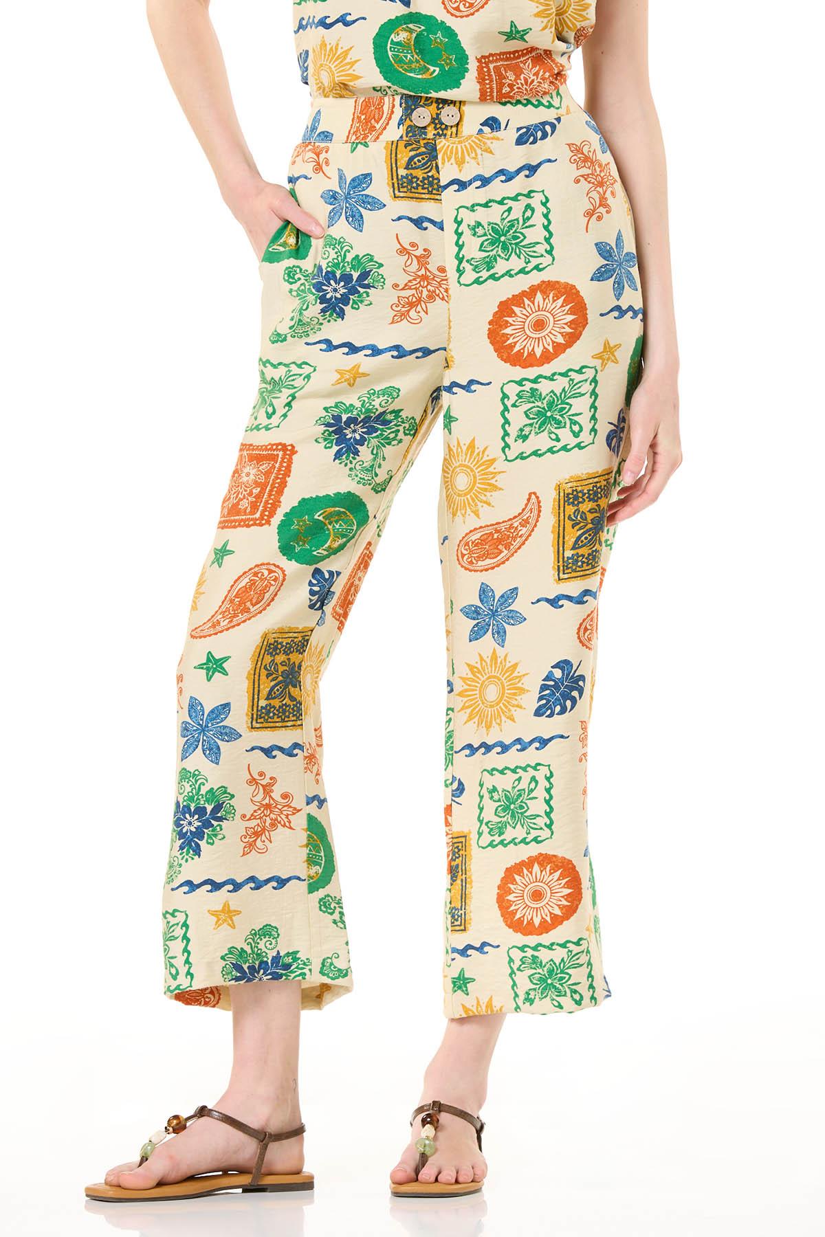 Cato Fashions | Cato Cropped Tropical Stamp Pants