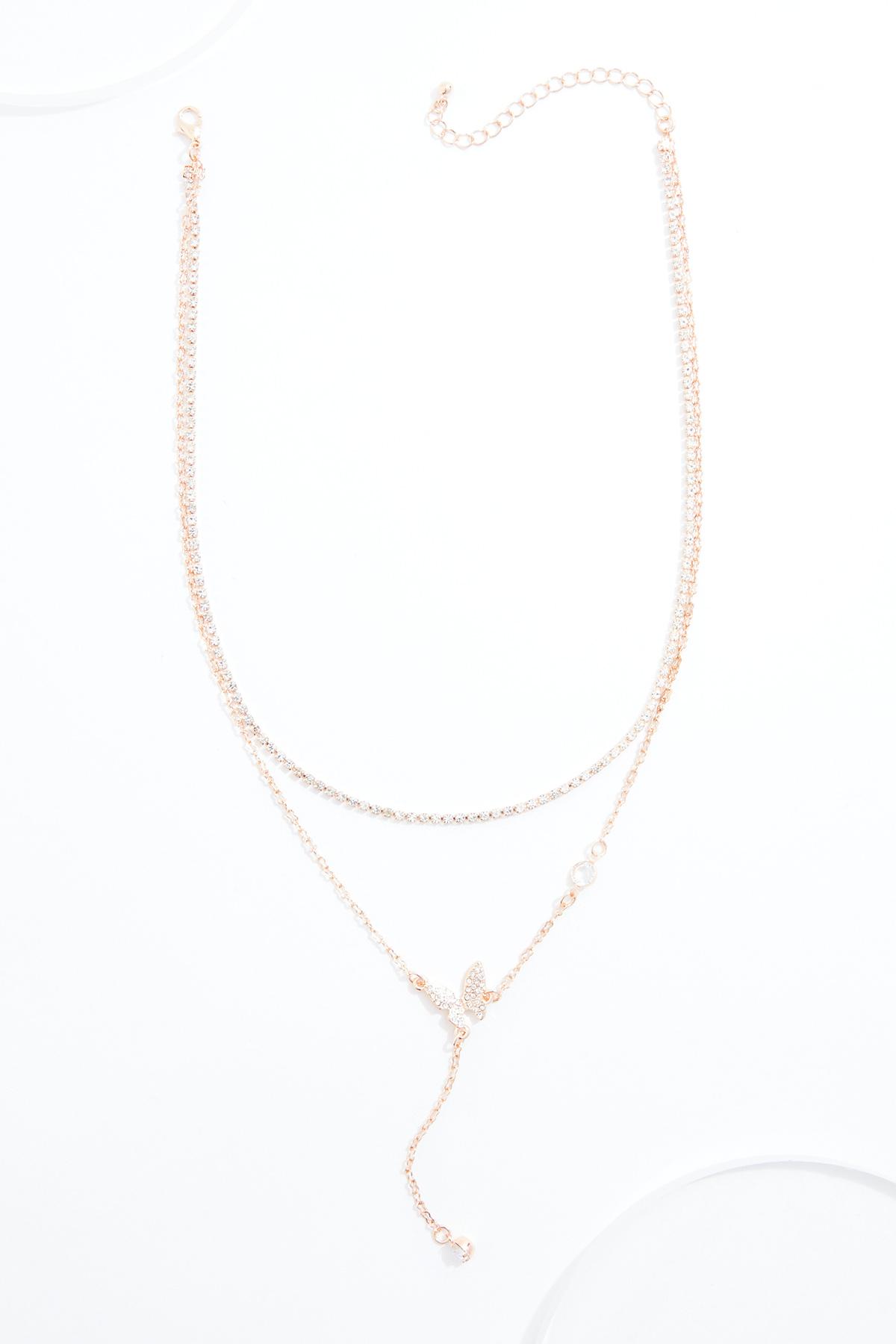 Delicate Layered Rose Gold Butterfly Necklace