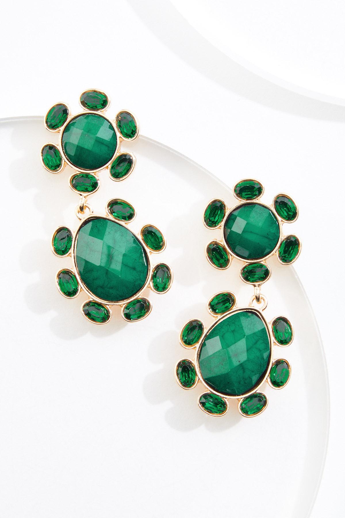 green dress earrings Cato Fashions Vintage Prom Dresses