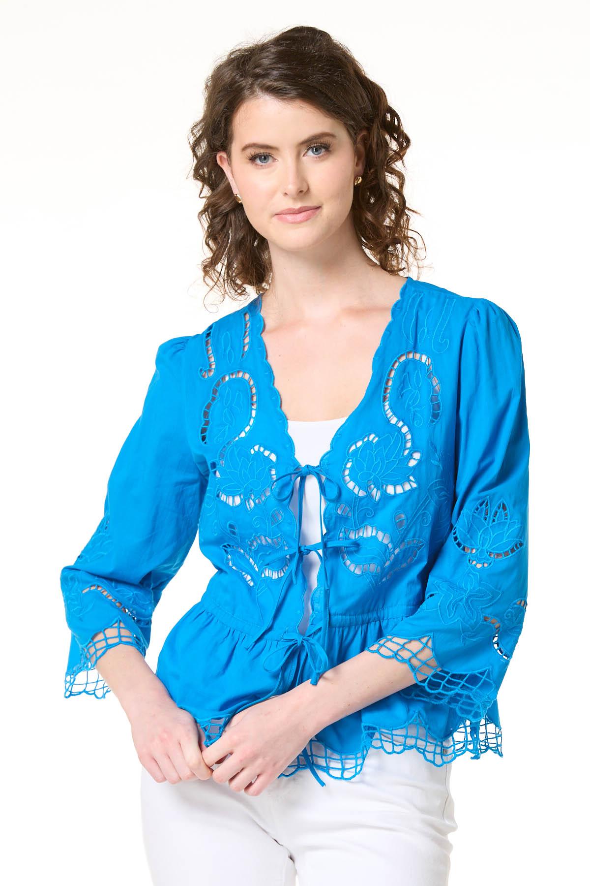 Cato Fashions | Cato Embroidered Scalloped Trim Top