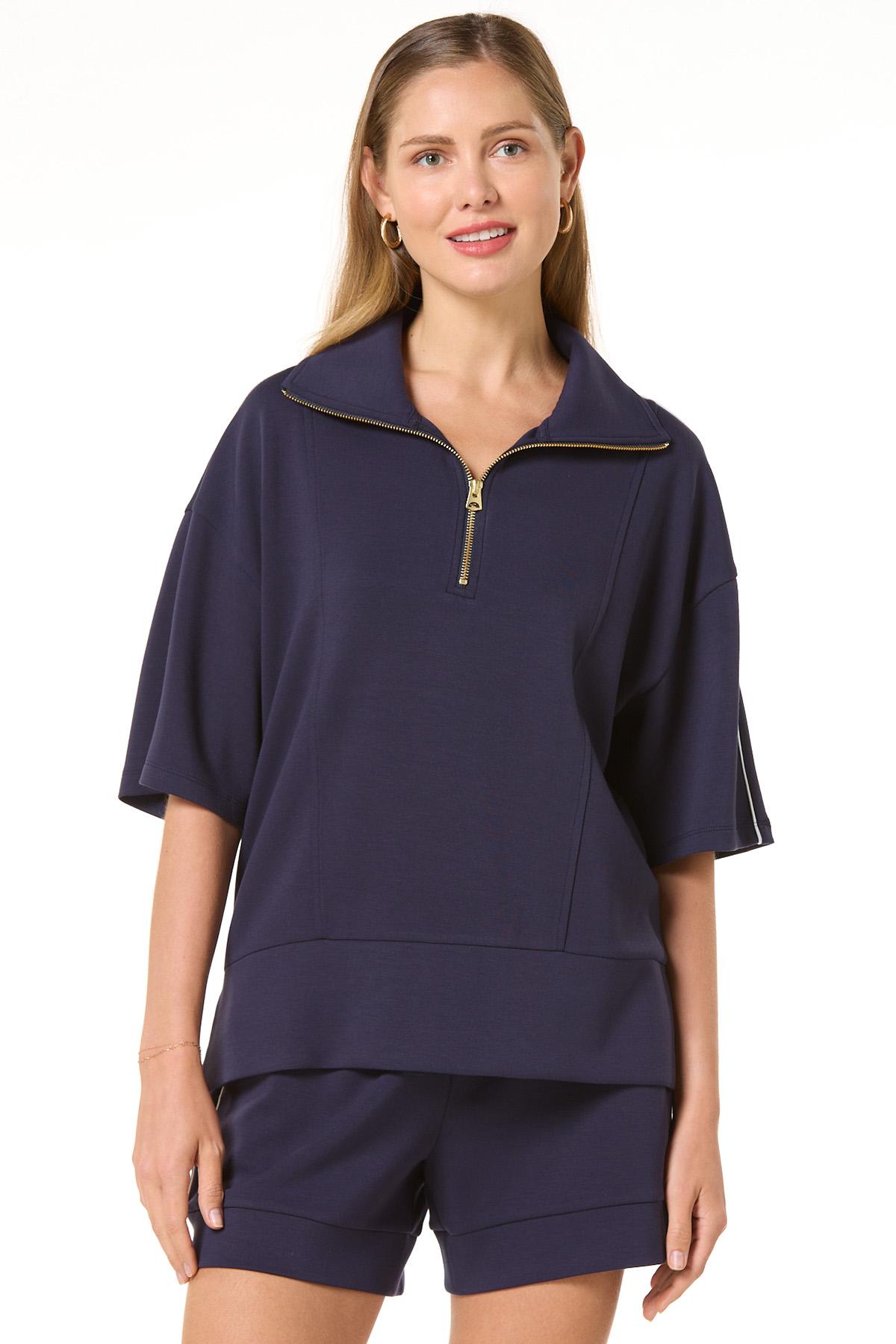 Cato Fashions | Cato Solid Scuba Zip Front Top