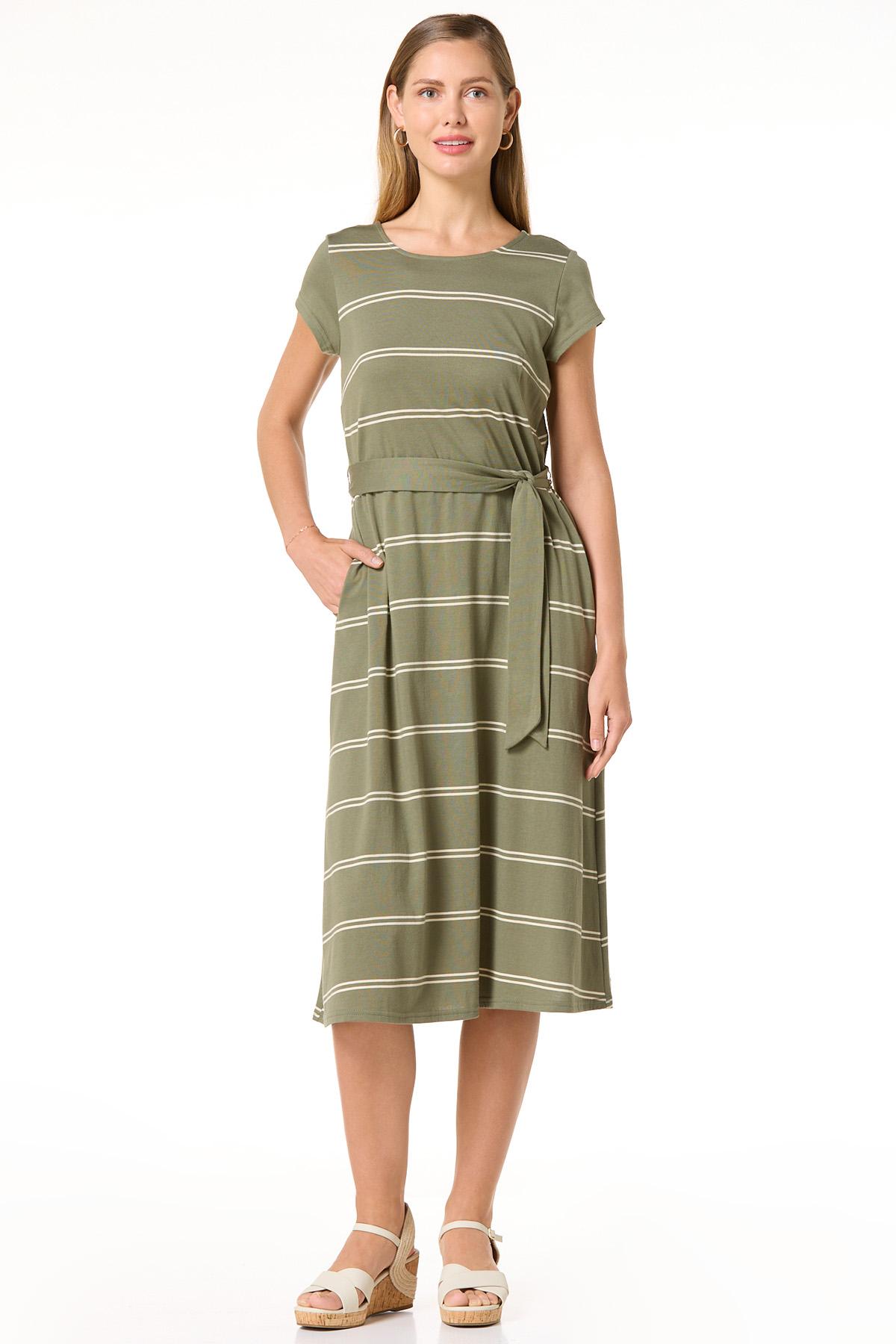 Stripe Belted Tee Shirt Dress