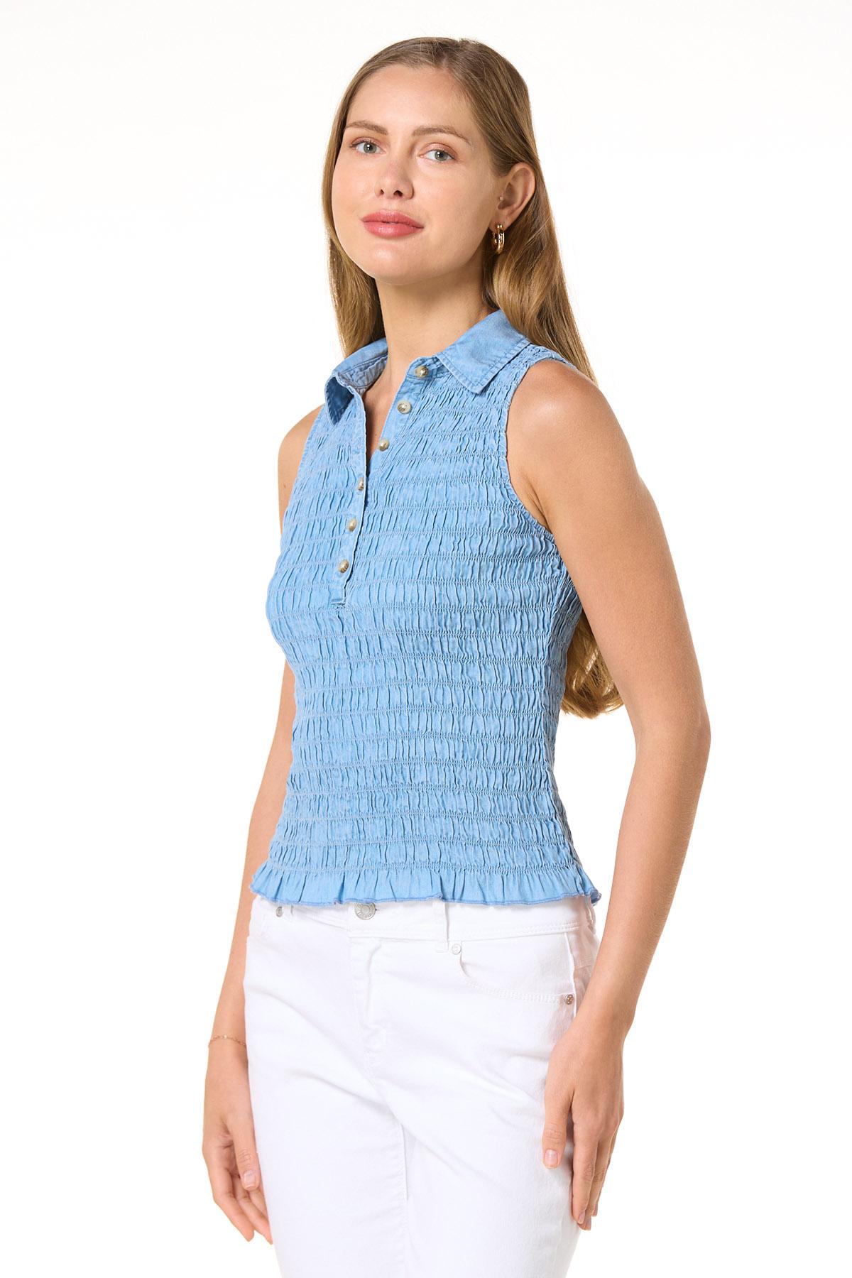 Cato Fashions | Cato Smocked Chambray Top