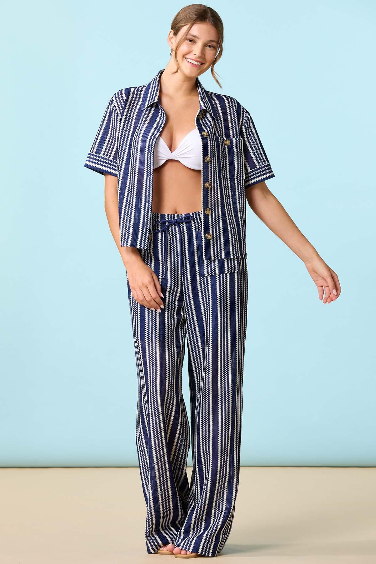 cato fashion dress pants Cato Navy Linen Pants | 3 Lengths main image 1