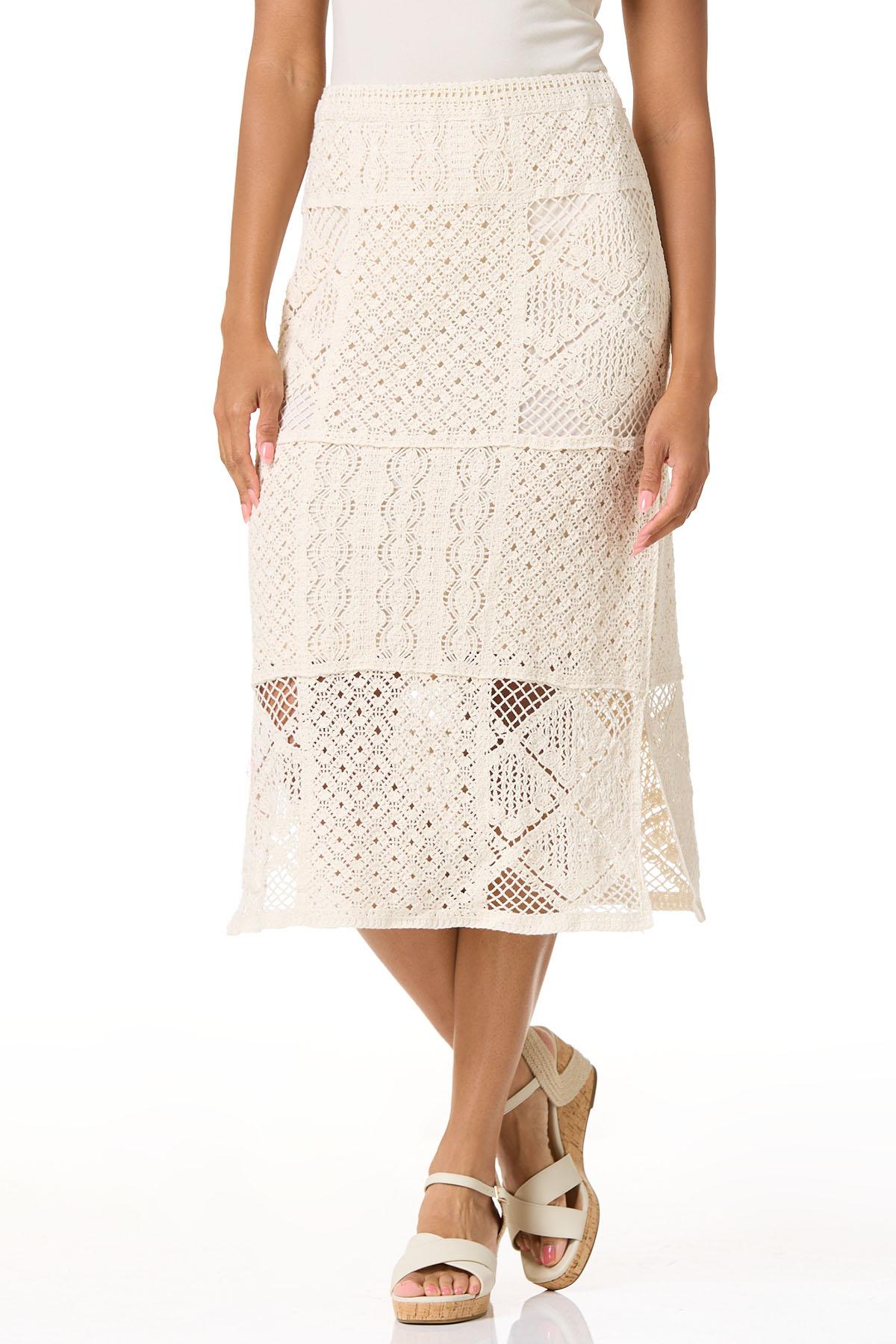 Cream Crochet Midi Skirt