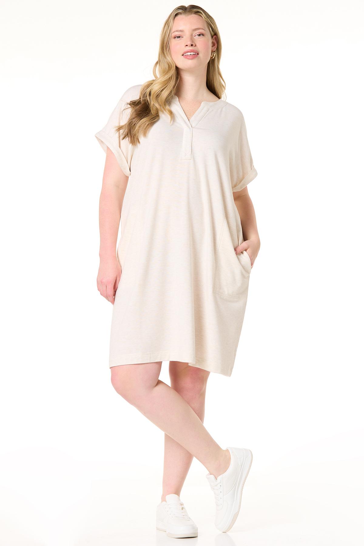 Plus Size Heather Oatmeal Tee Shirt Dress