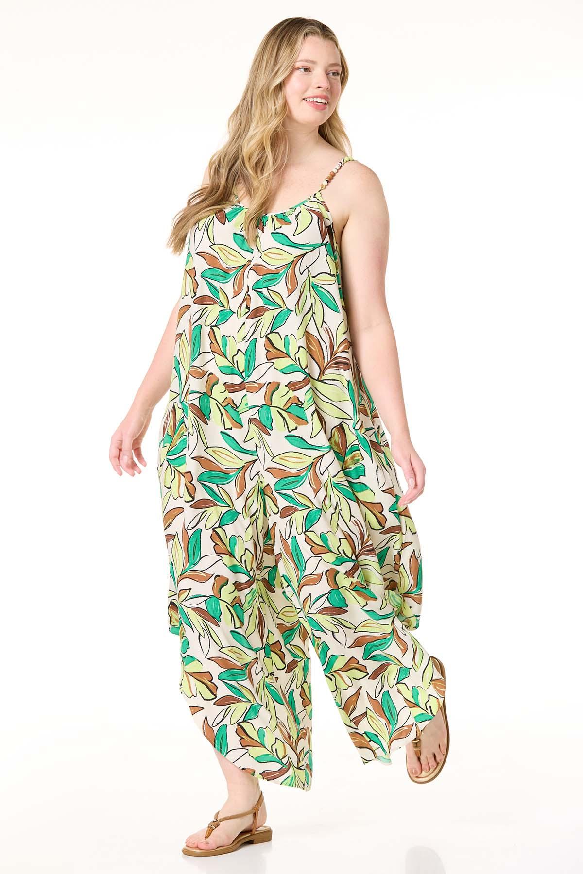 Plus Size Tropical Leaf Genie Jumpsuit