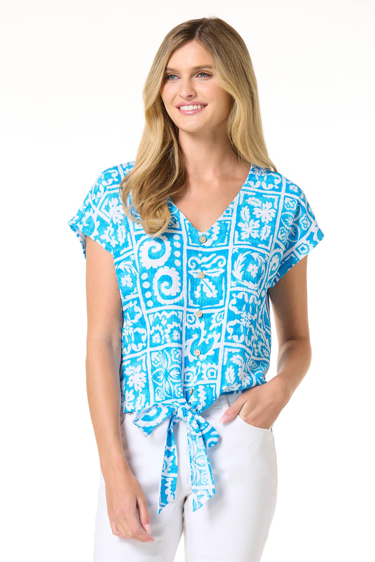 Tile Tie Front Top