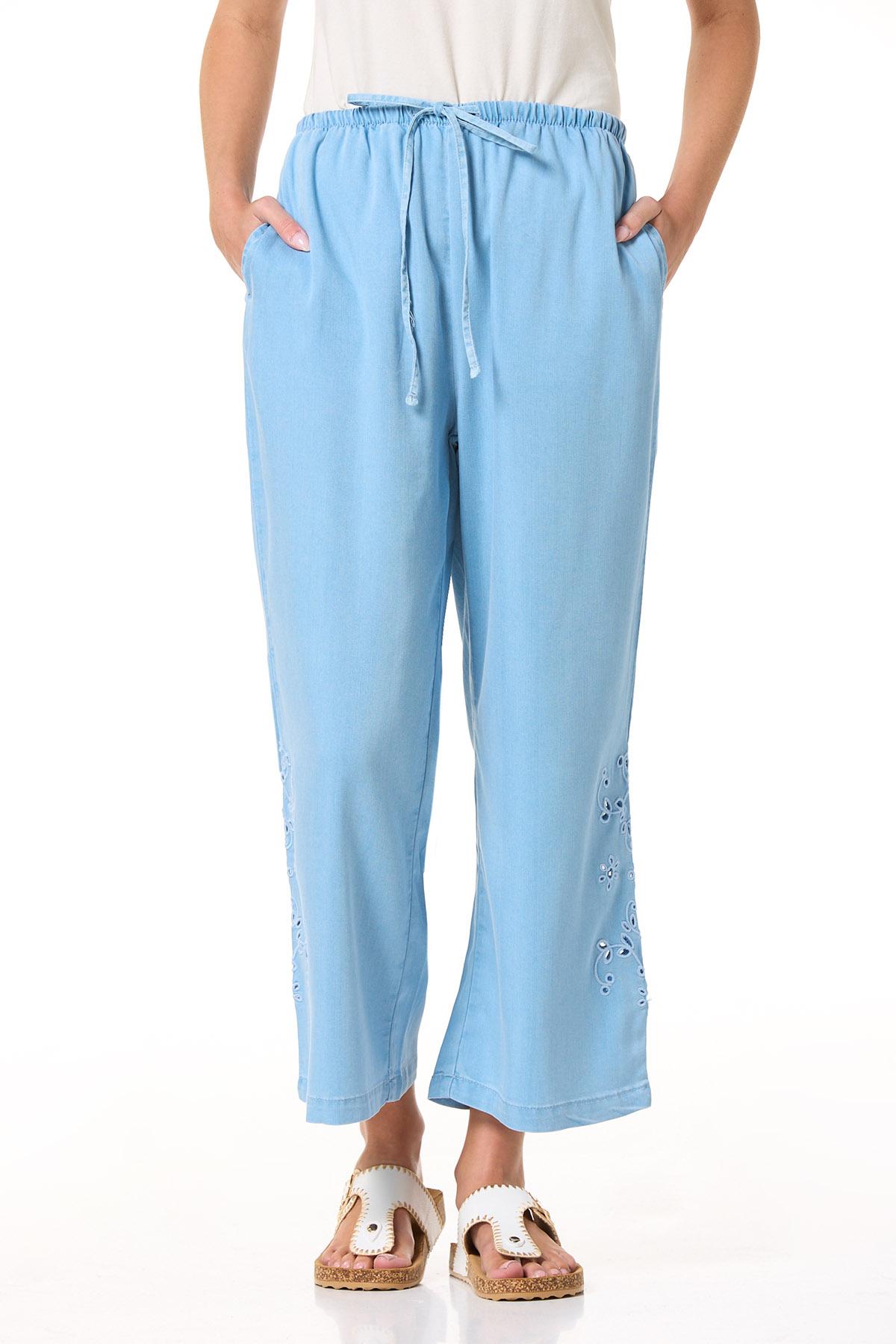 Cato Fashions | Cato Eyelet Embroidered Chambray Pants