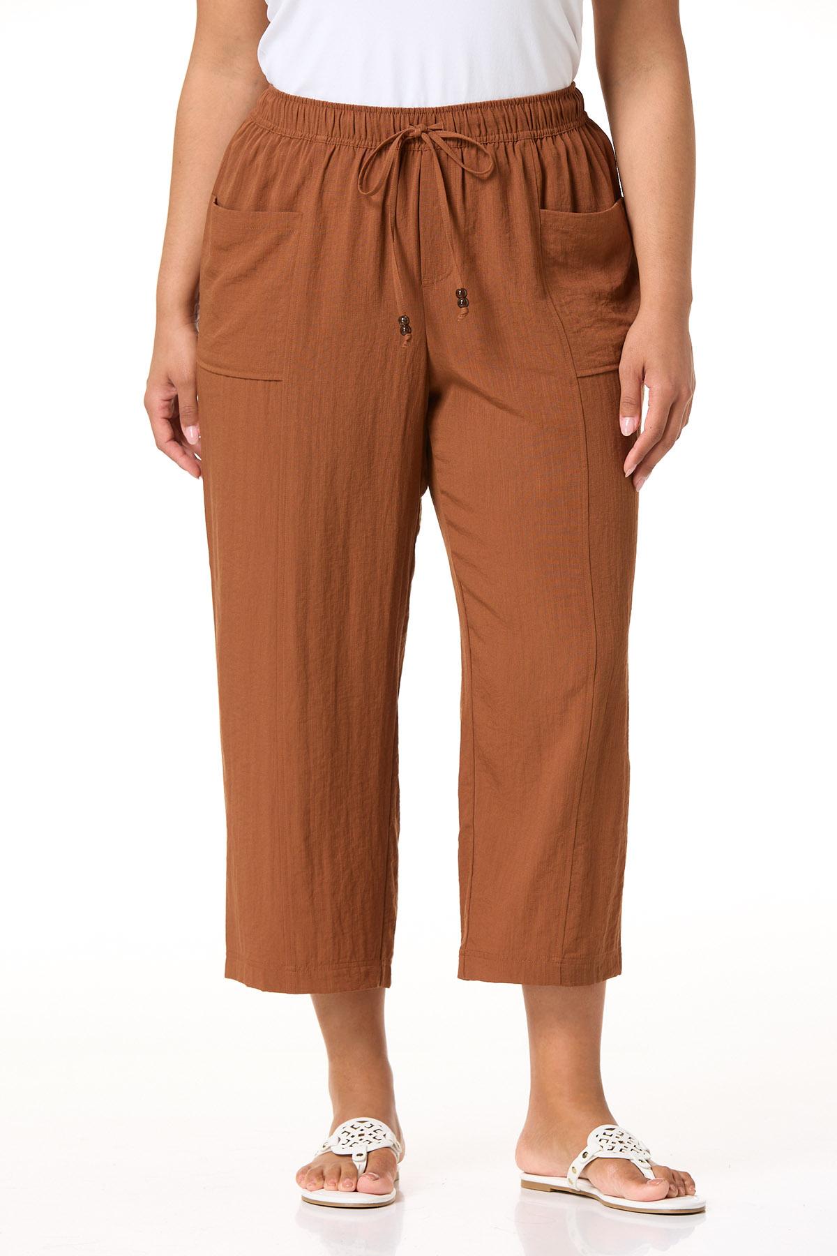 Cato Fashions | Cato Plus Size Cropped Solid Linen Pants