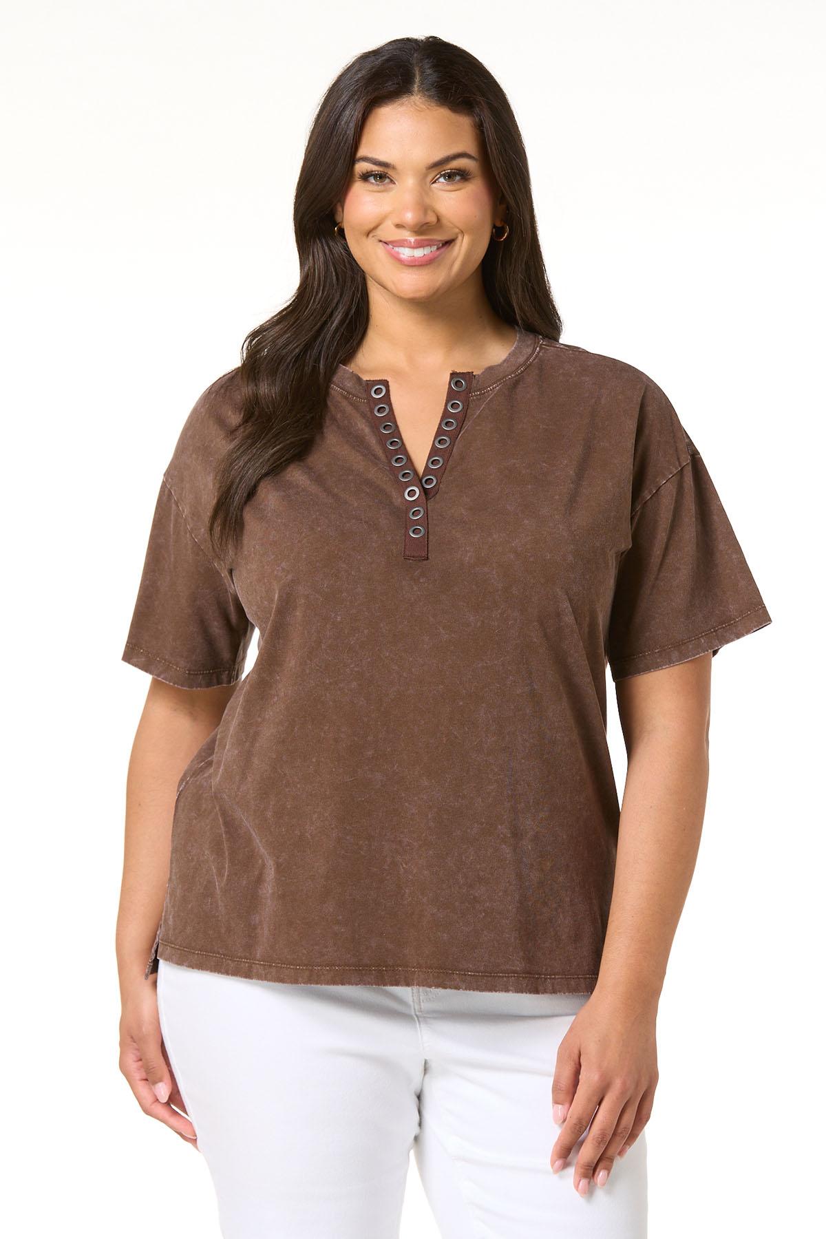 Cato Fashions | Cato Plus Size Solid Grommet Tee