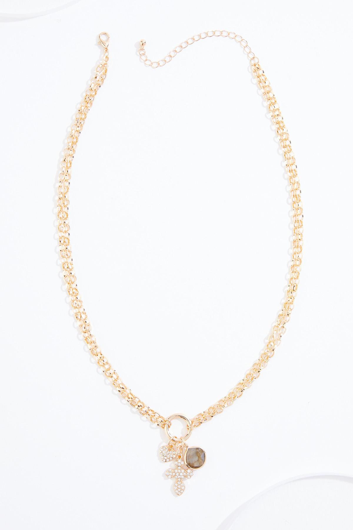 Cato Fashions | Cato Semi- Precious Gold Cross Charm Necklace