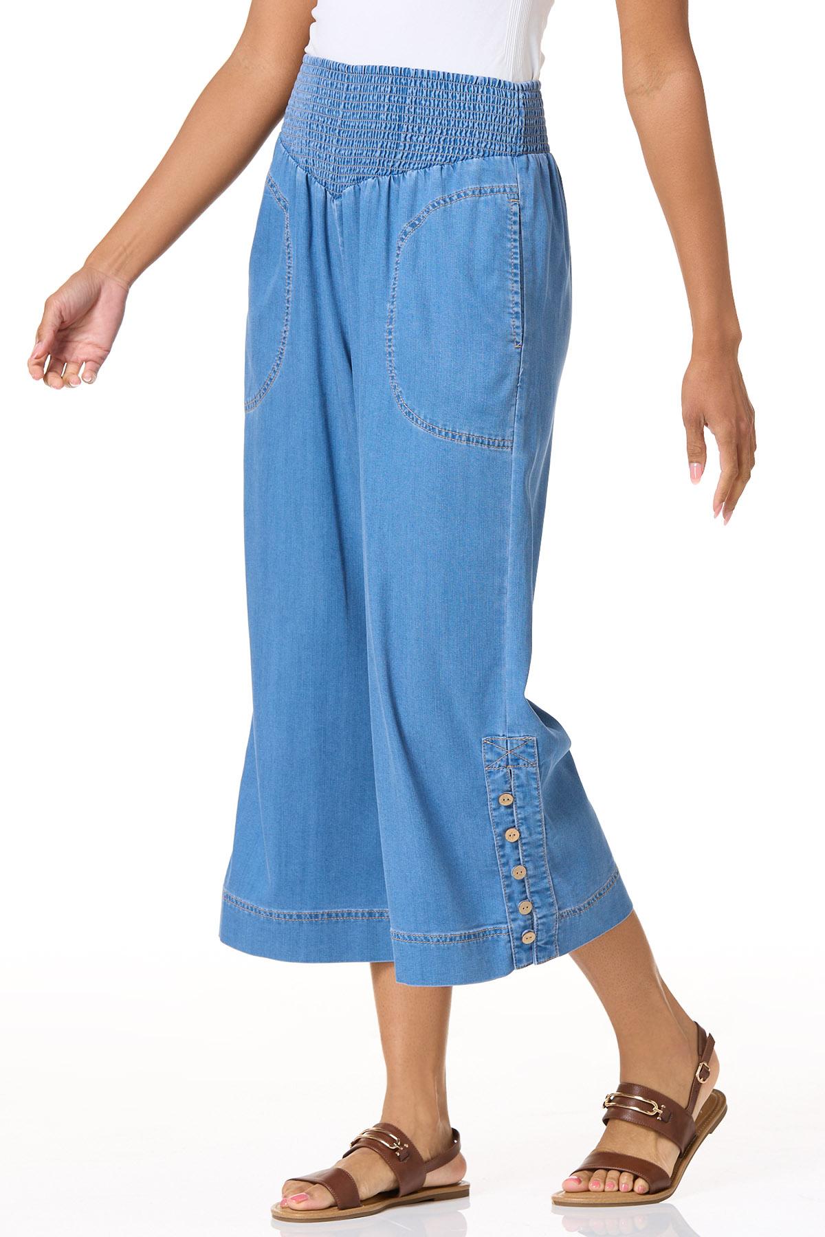 Cato Fashions | Cato Cropped Embellished Chambray Pants