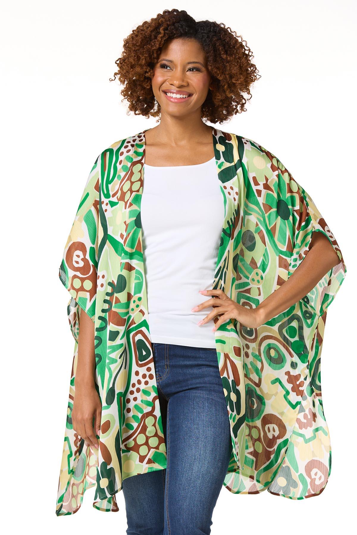バッグ BONASTRE MESSENGER KIMONO A4 Cato Fashions | Cato Green Abstract Kimono