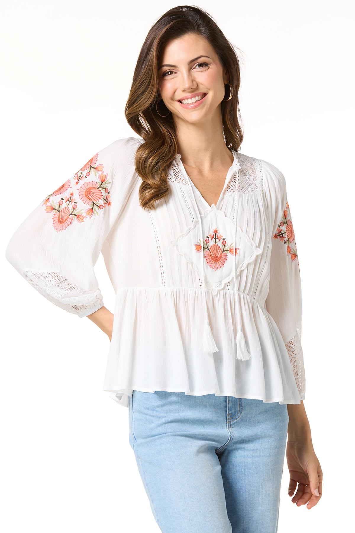 Cato Fashions | Cato Floral Embroidered Poet Top