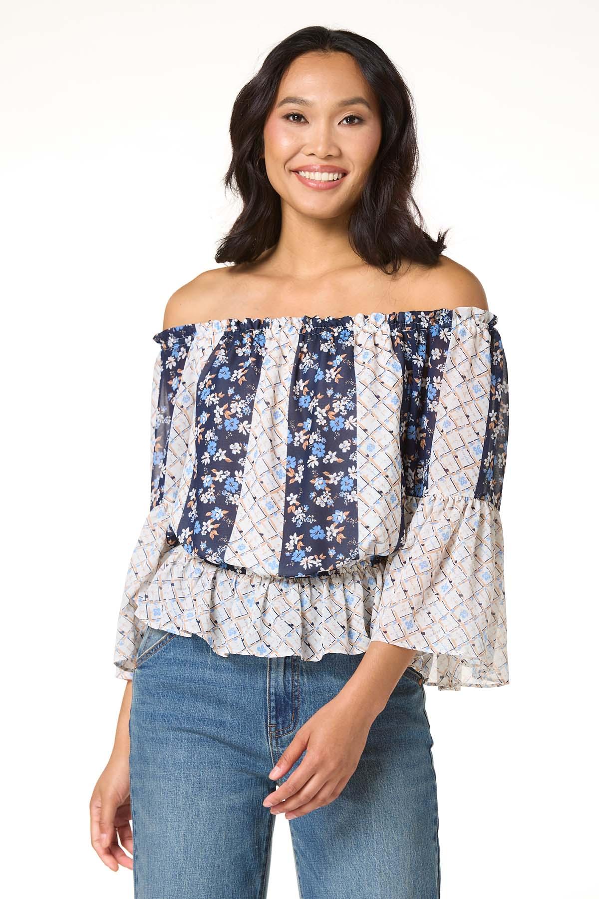 Cato Fashions | Cato Navy Floral Off Shoulder Top