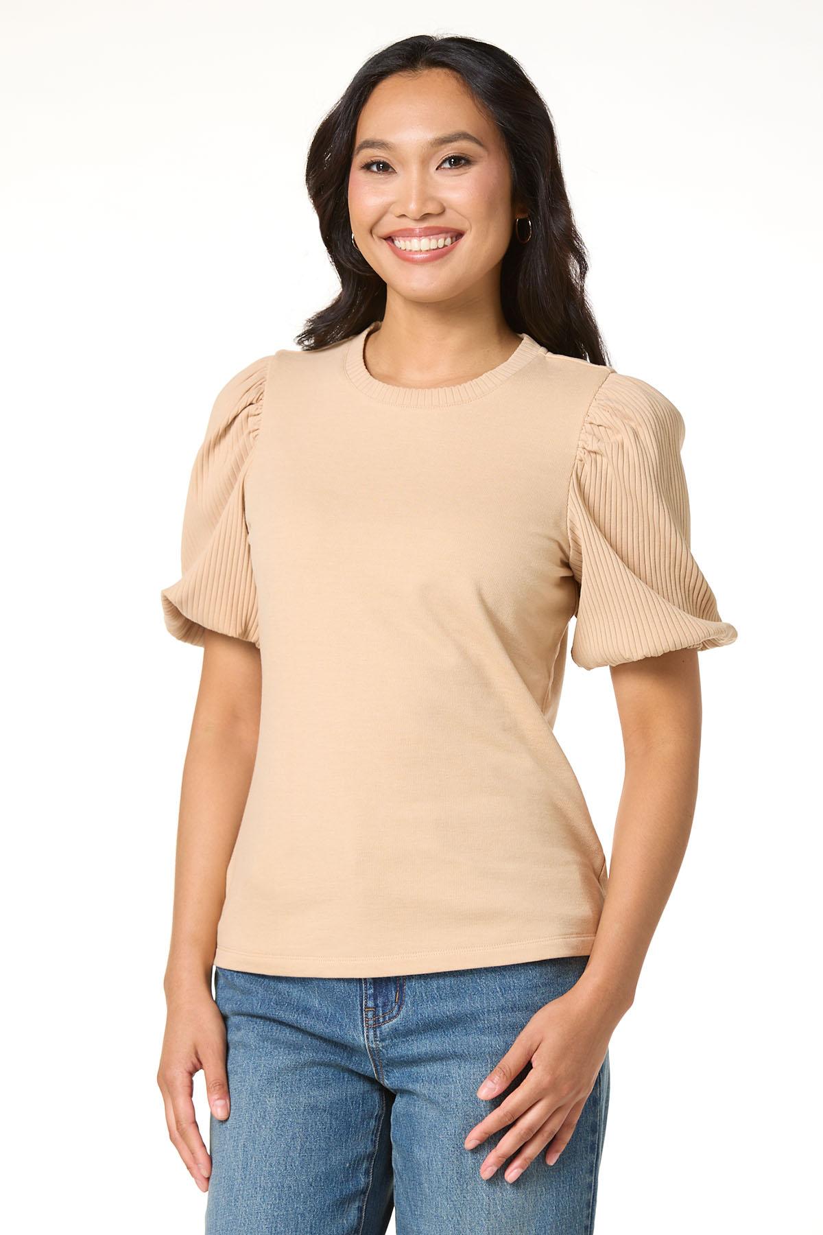 Cato Fashions | Cato Ribbed Puff Sleeve Top
