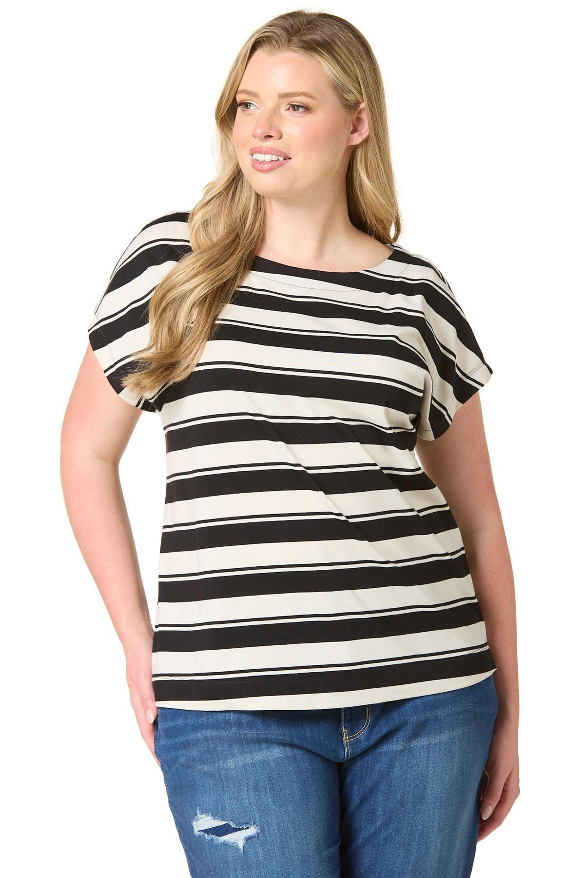 Cato Fashions | Cato Plus Size Black Stripe Dolman Sleeve Top