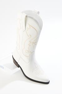 Cato Fashions | Cato Wide Width Contrast Stitch White Western Boots