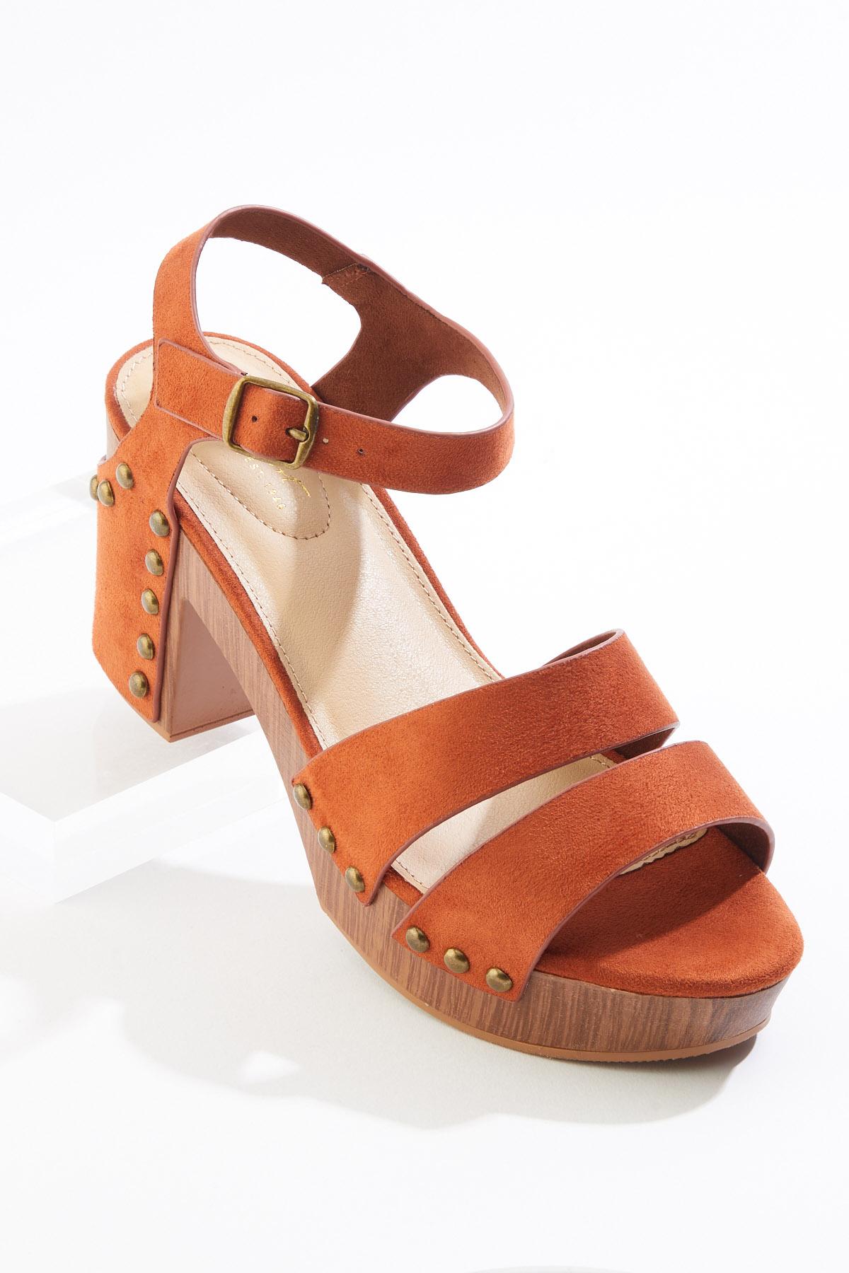 Cato Fashions | Cato Stud Wood Bottom Platform Heels