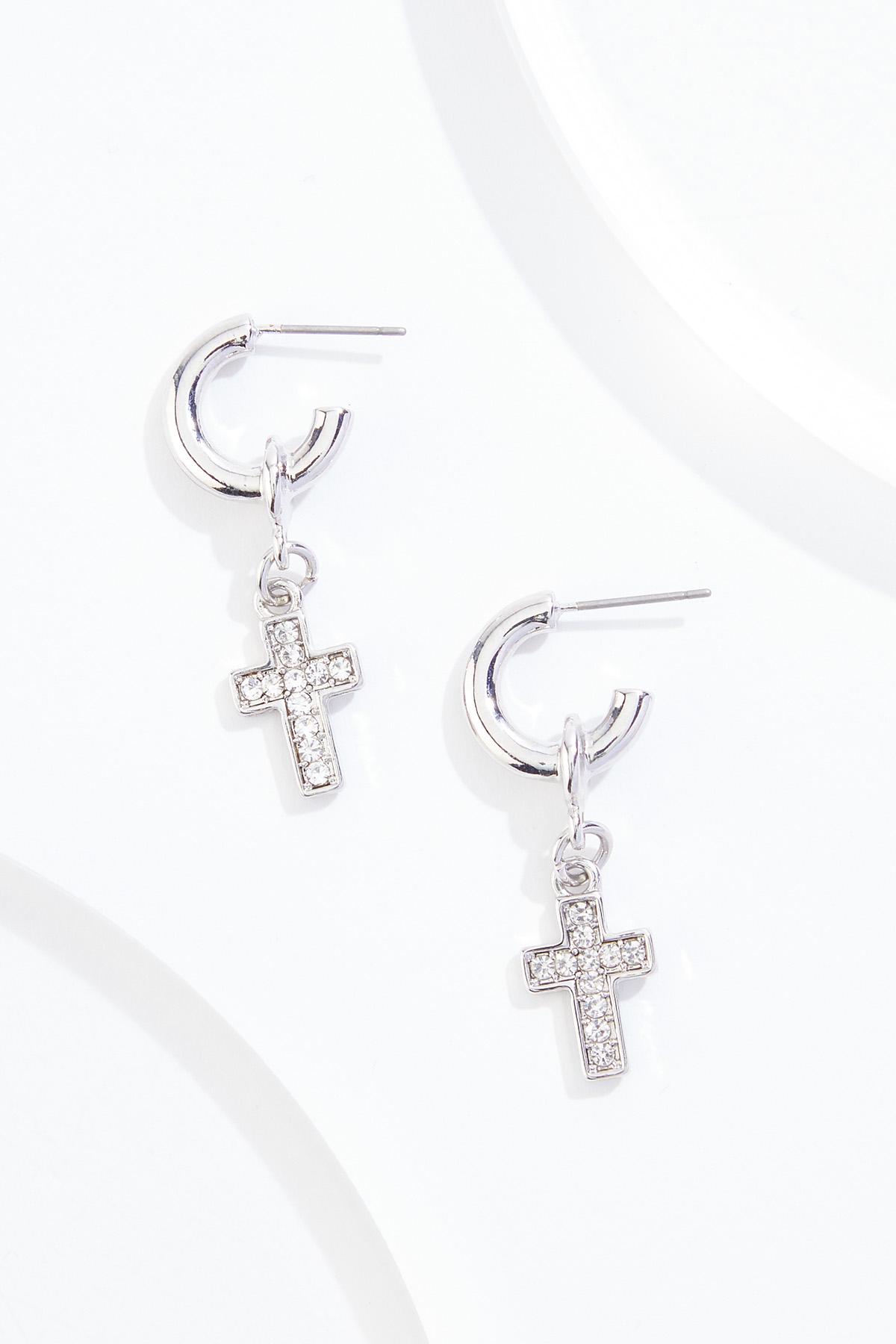 Cato Fashions | Cato Cubic Zirconia Cross Huggie Hoop Earrings