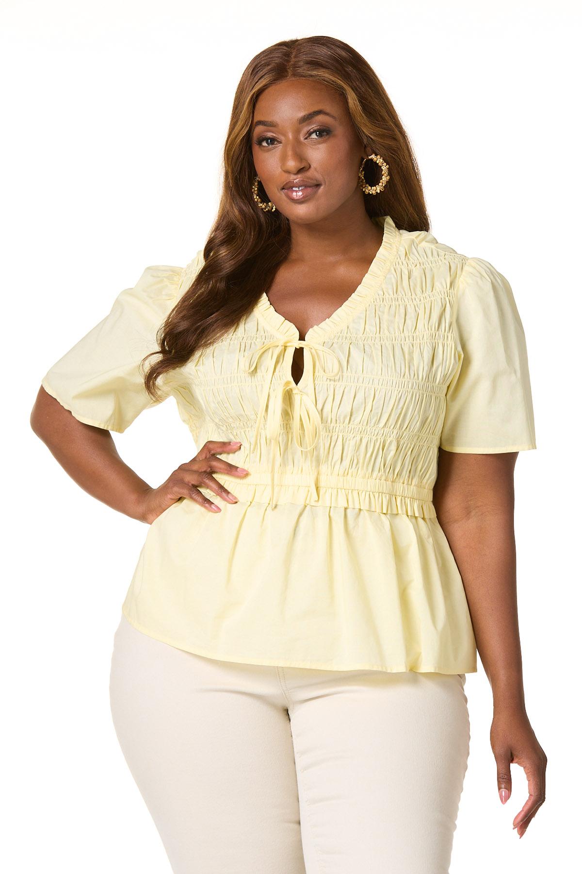 Cato Fashions | Cato Plus Size Smocked Tie Front Top