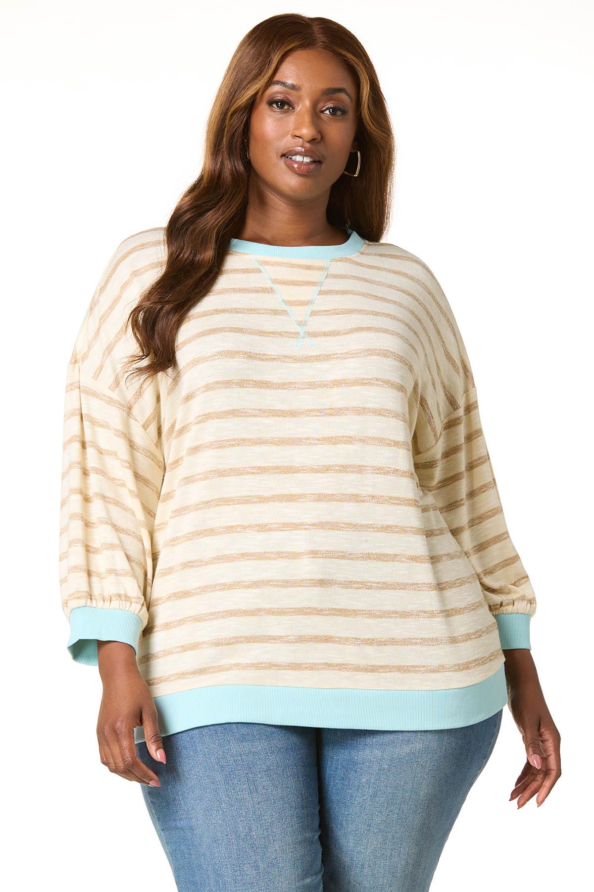 Cato Fashions | Cato Plus Size Stripe Hacci Knit Top