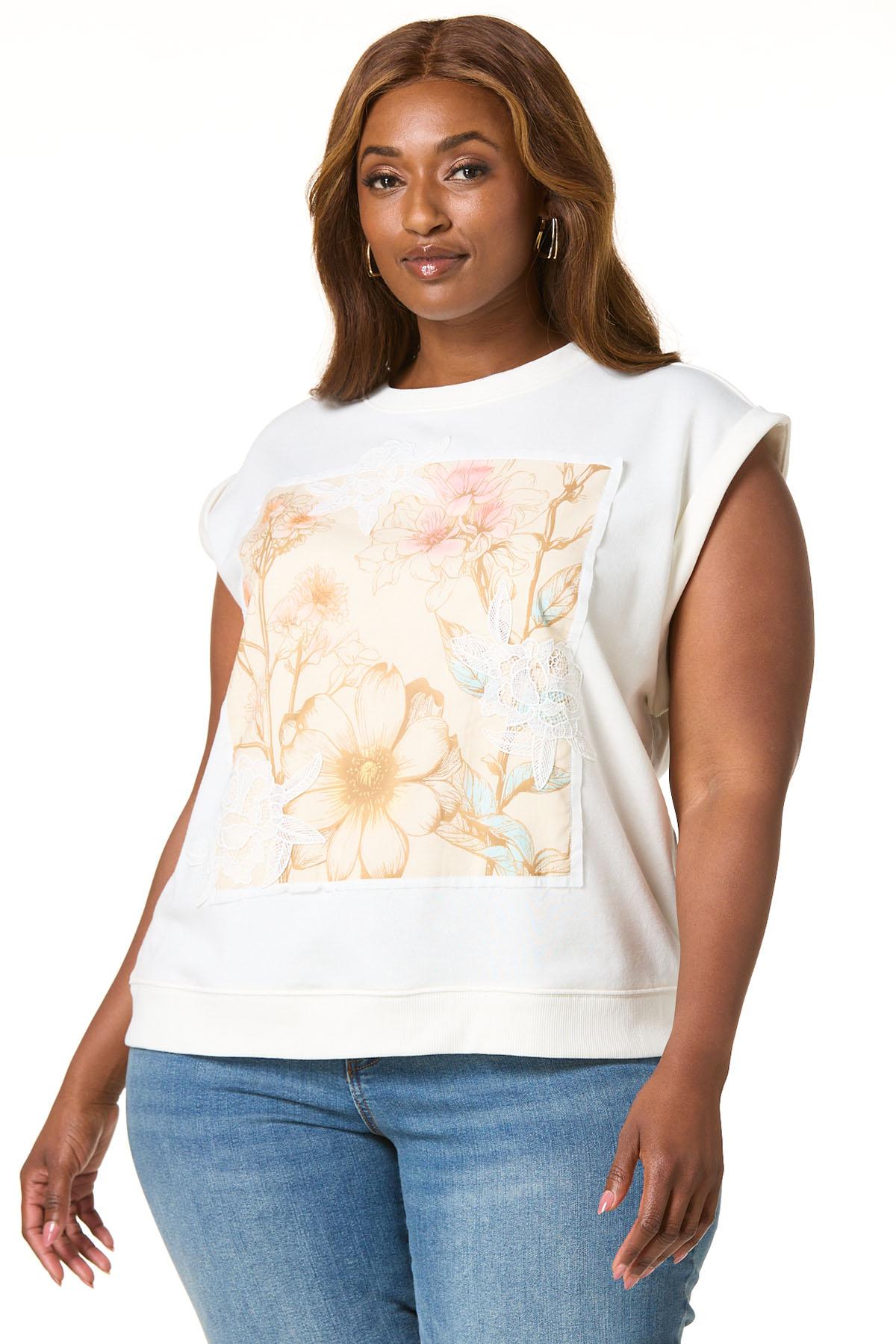 Cato Fashions | Cato Plus Size Floral French Terry Muscle Top