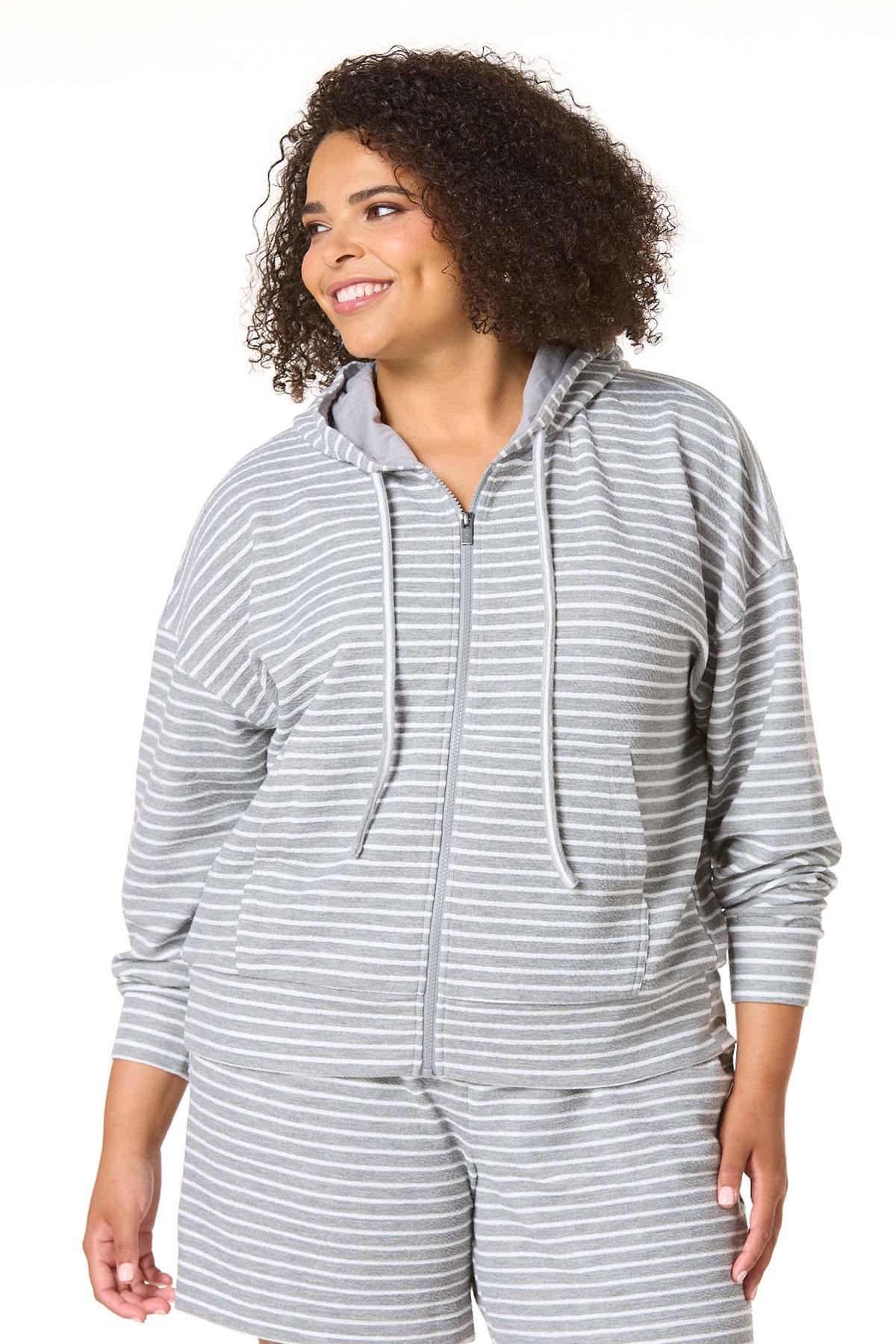 Cato Fashions | Cato Plus Size Textured Stripe Zip Front Jacket