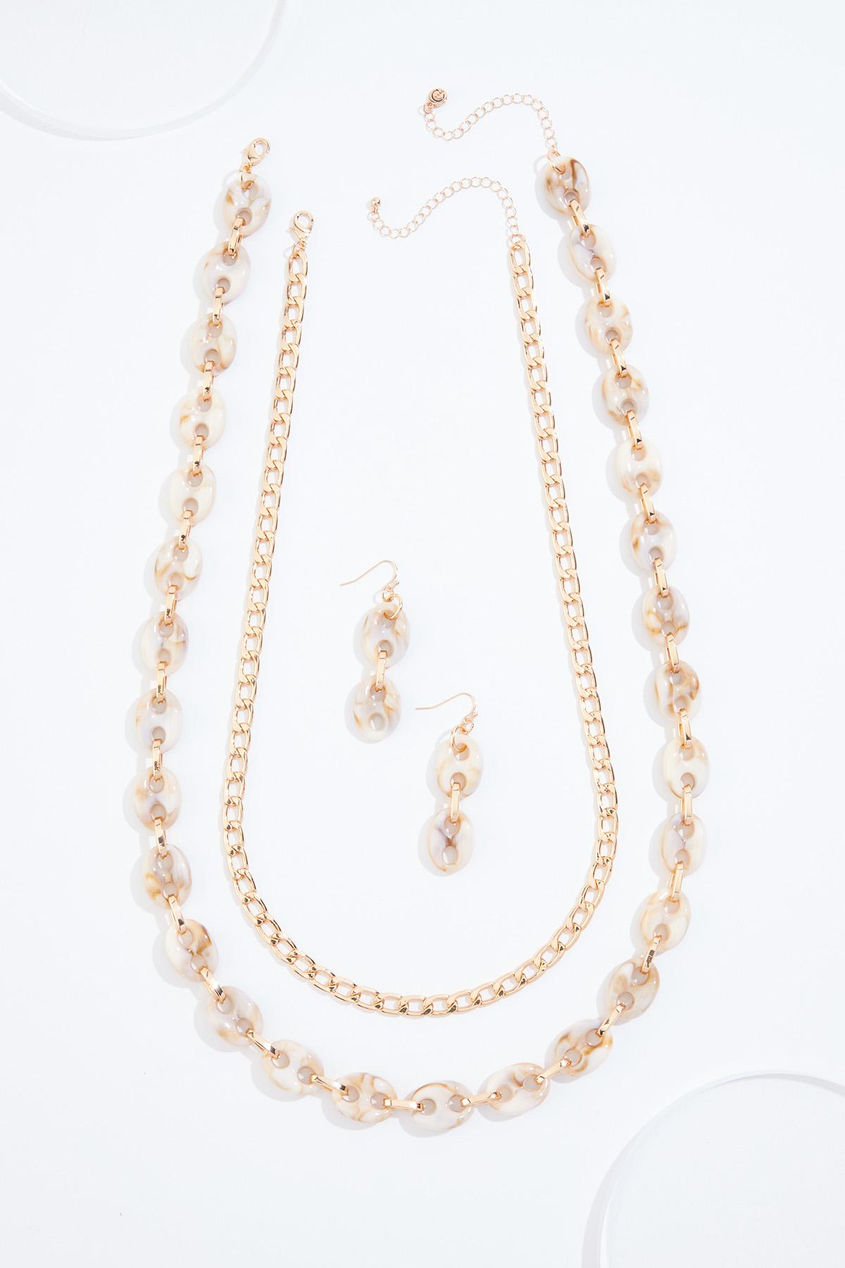 Cato Fashions | Cato Lucite Layered Chain Long Necklace Set