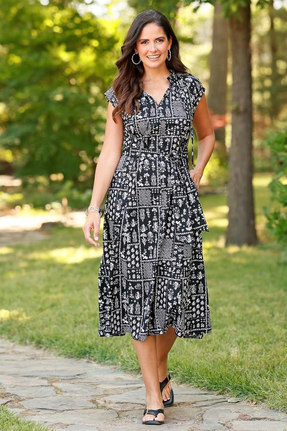 cato dress Midi Dresses for Women Under $50 navy short sleeve dress light pleats THML Dress Size:11 (Child) Jewelry