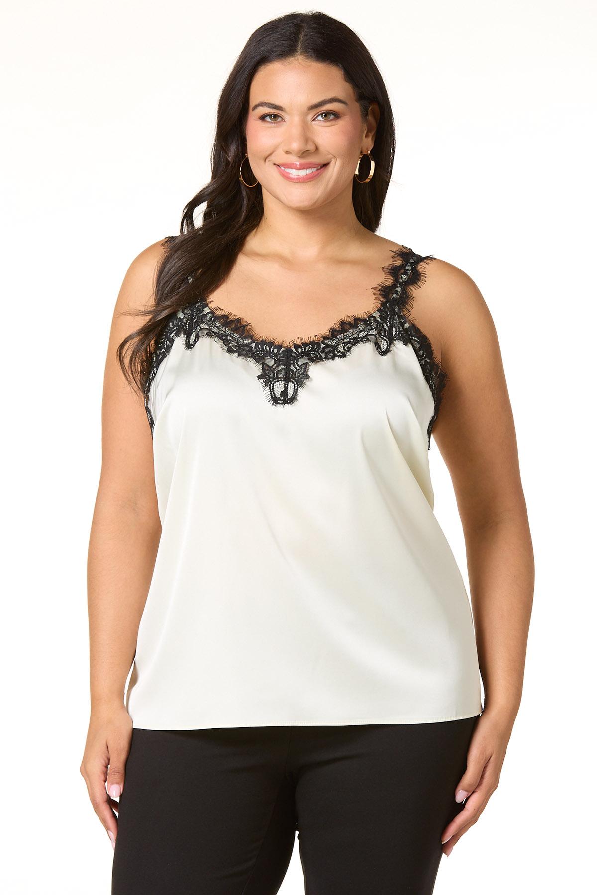 Cato Fashions | Cato Plus Size Satin Lace Trim Tank